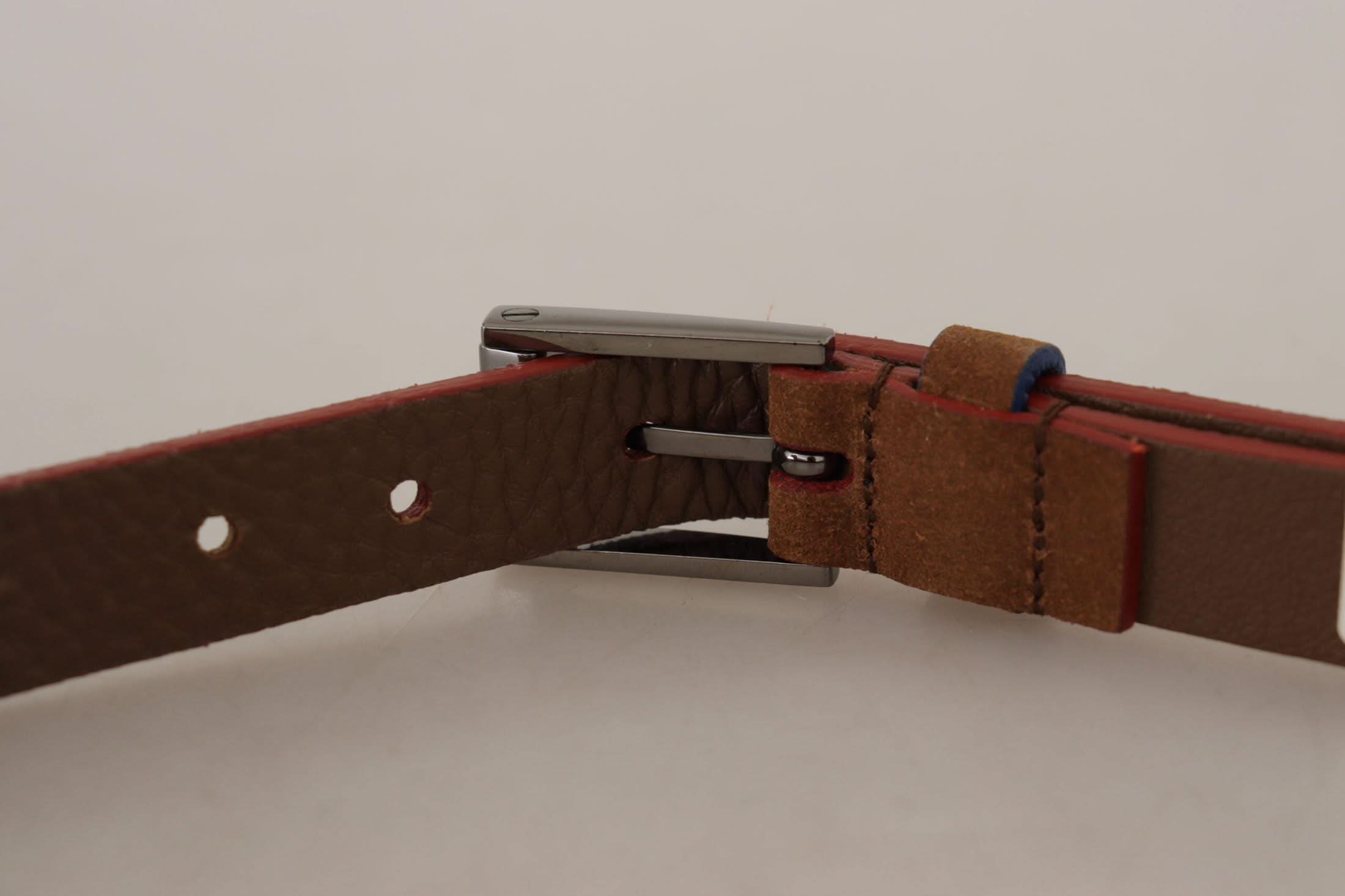 Dolce & Gabbana Brown Logo Engraved Metal Waist Buckle Belt Belts