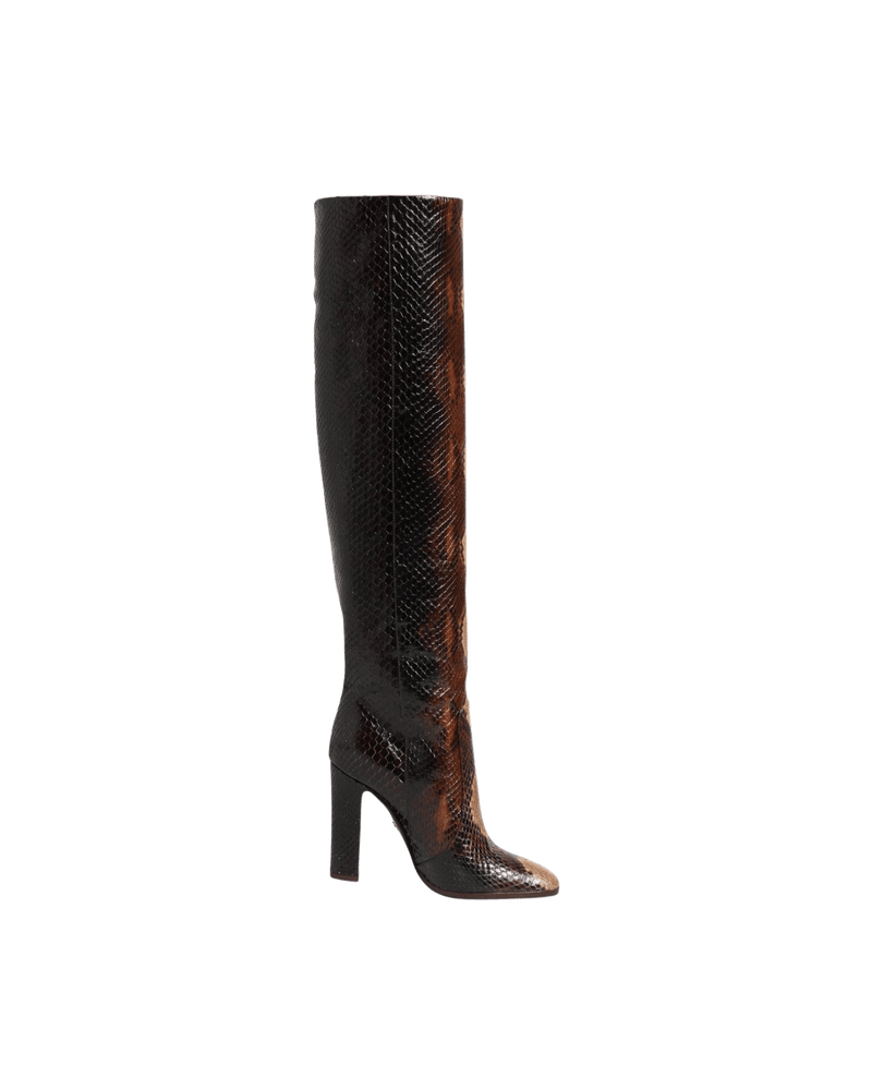 Dolce & Gabbana Brown Python Snakeskin Print Riding Boots Shoes Glam Steals