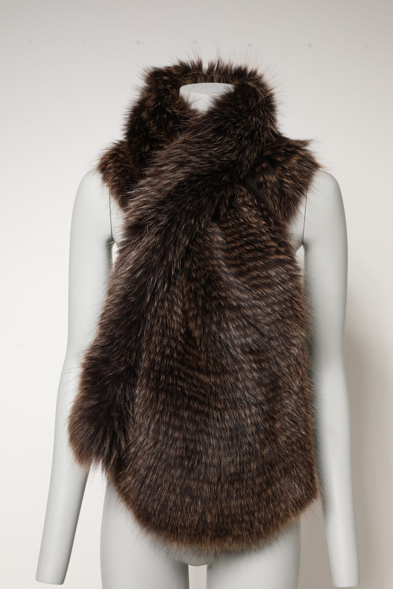 Dolce & Gabbana Brown Raccoon Fur Neck Warmer Winter Scarf Glam Steals