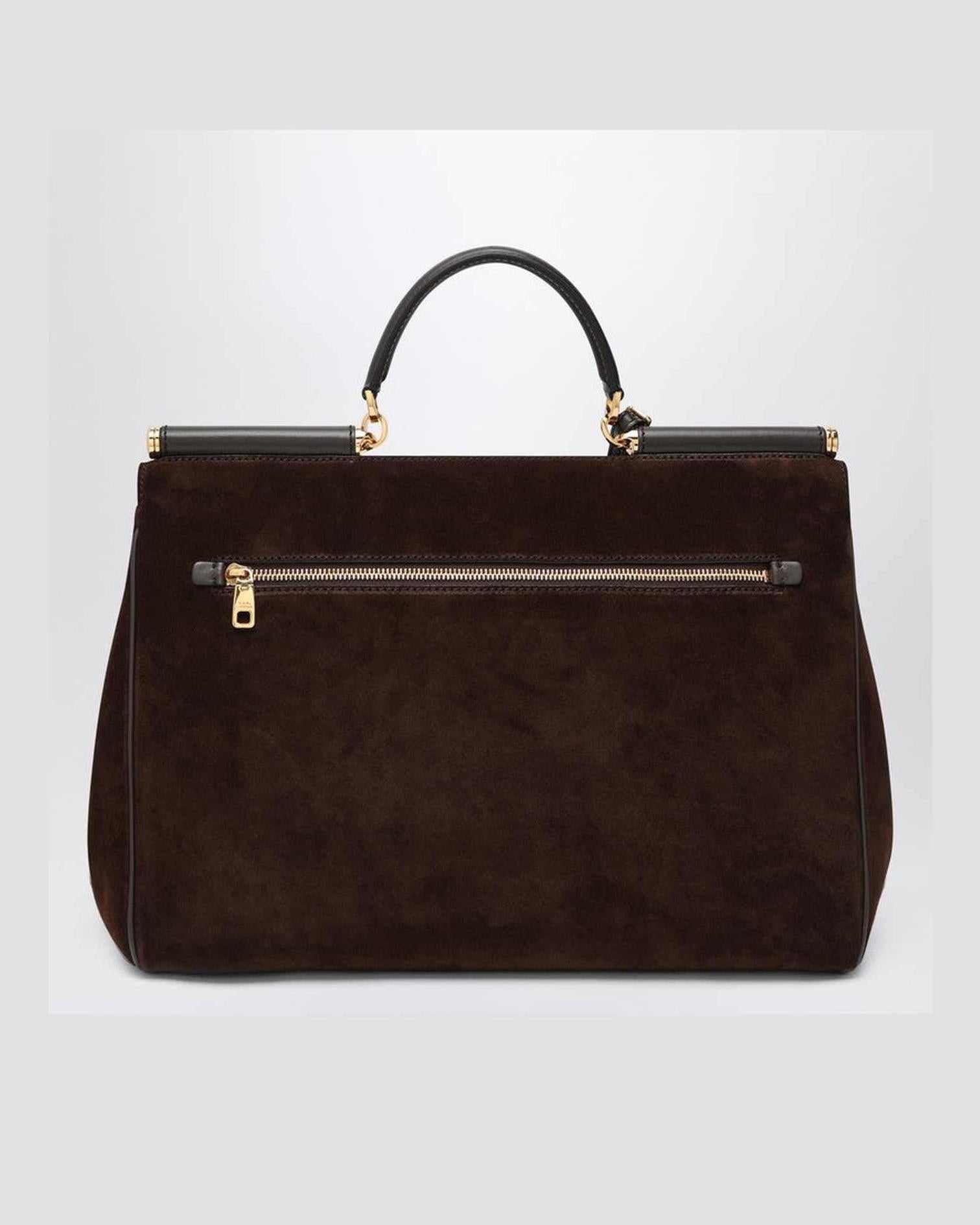Dolce & Gabbana Brown Suede Dolce&gabbana Ebony Large Bag My Sicily Glam Steals
