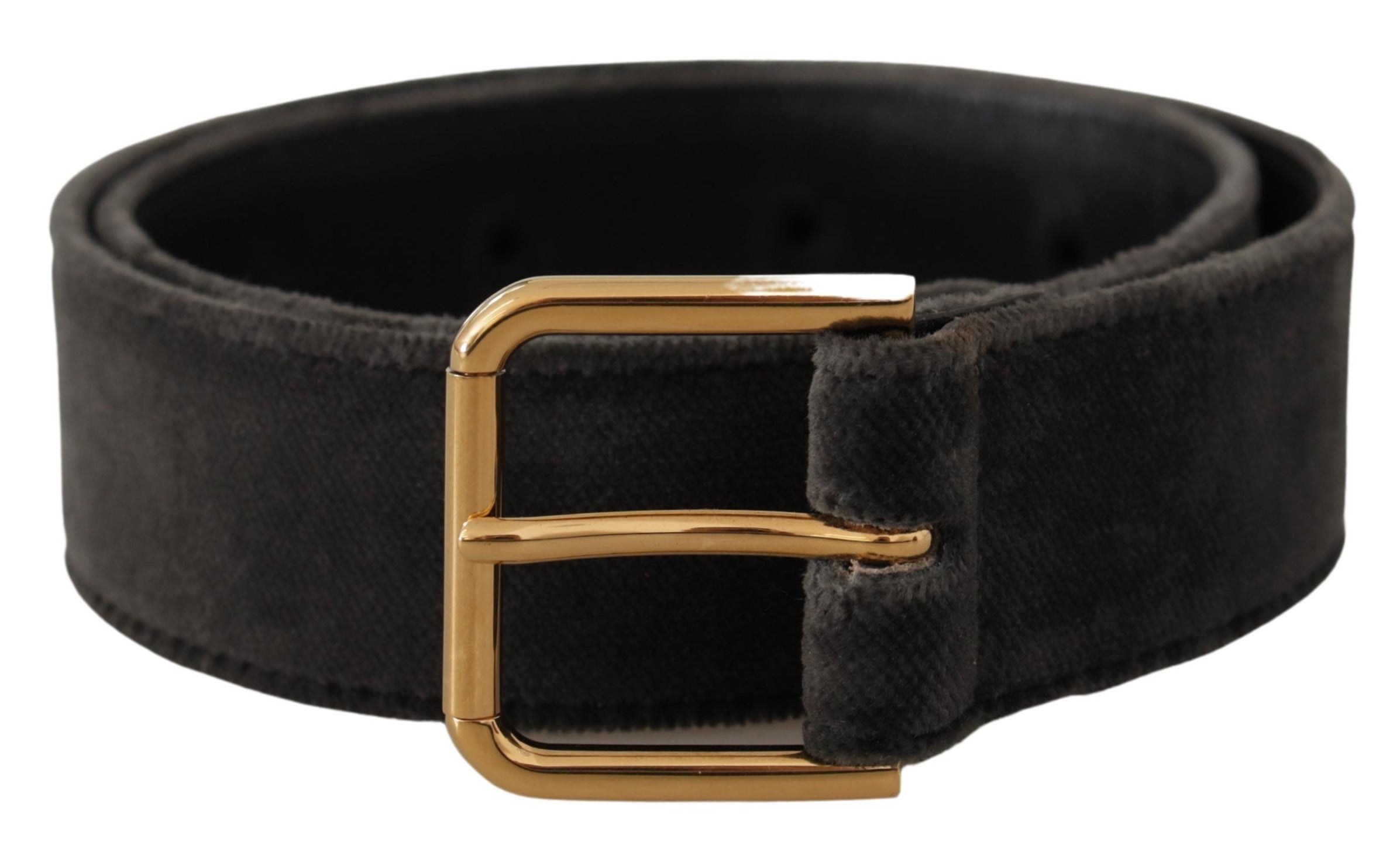 Dolce & Gabbana Brown Velvet Gold Tone Logo Metal Waist Buckle Belt Glam Steals