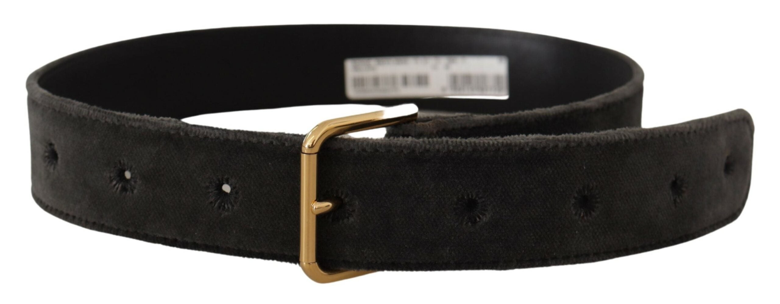 Dolce & Gabbana Brown Velvet Gold Tone Logo Metal Waist Buckle Belt Glam Steals
