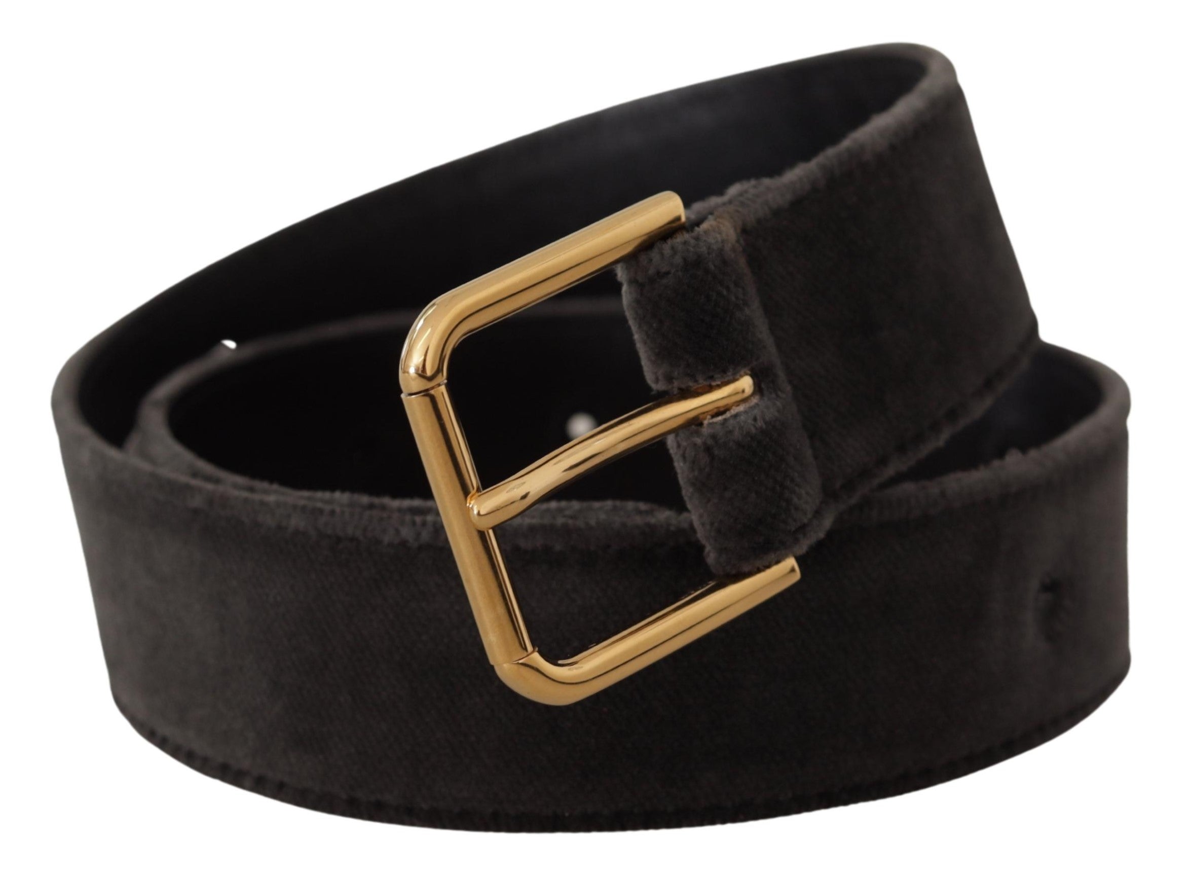 Dolce & Gabbana Brown Velvet Gold Tone Logo Metal Waist Buckle Belt Glam Steals