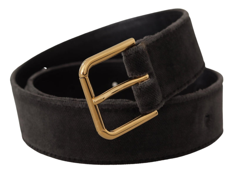 Dolce & Gabbana Brown Velvet Gold Tone Logo Metal Waist Buckle Belt Glam Steals