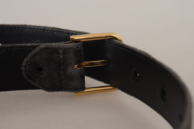 Dolce & Gabbana Brown Velvet Gold Tone Logo Metal Waist Buckle Belt Glam Steals