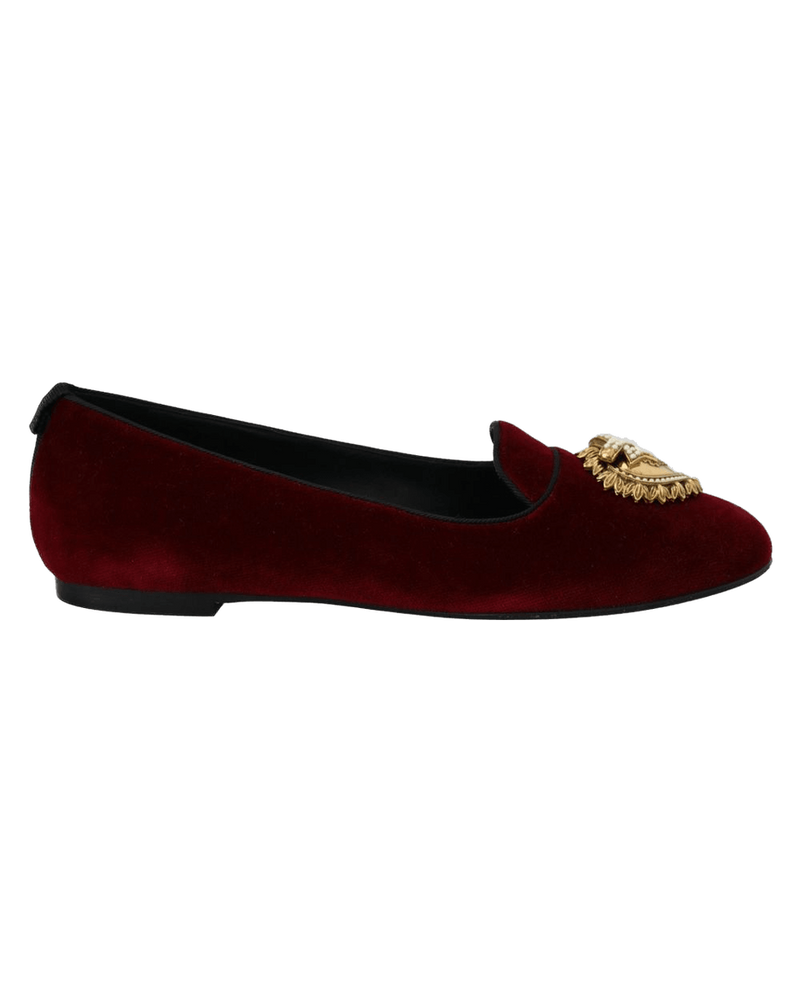 Dolce & Gabbana Burgundy Cotton Flat Glam Steals
