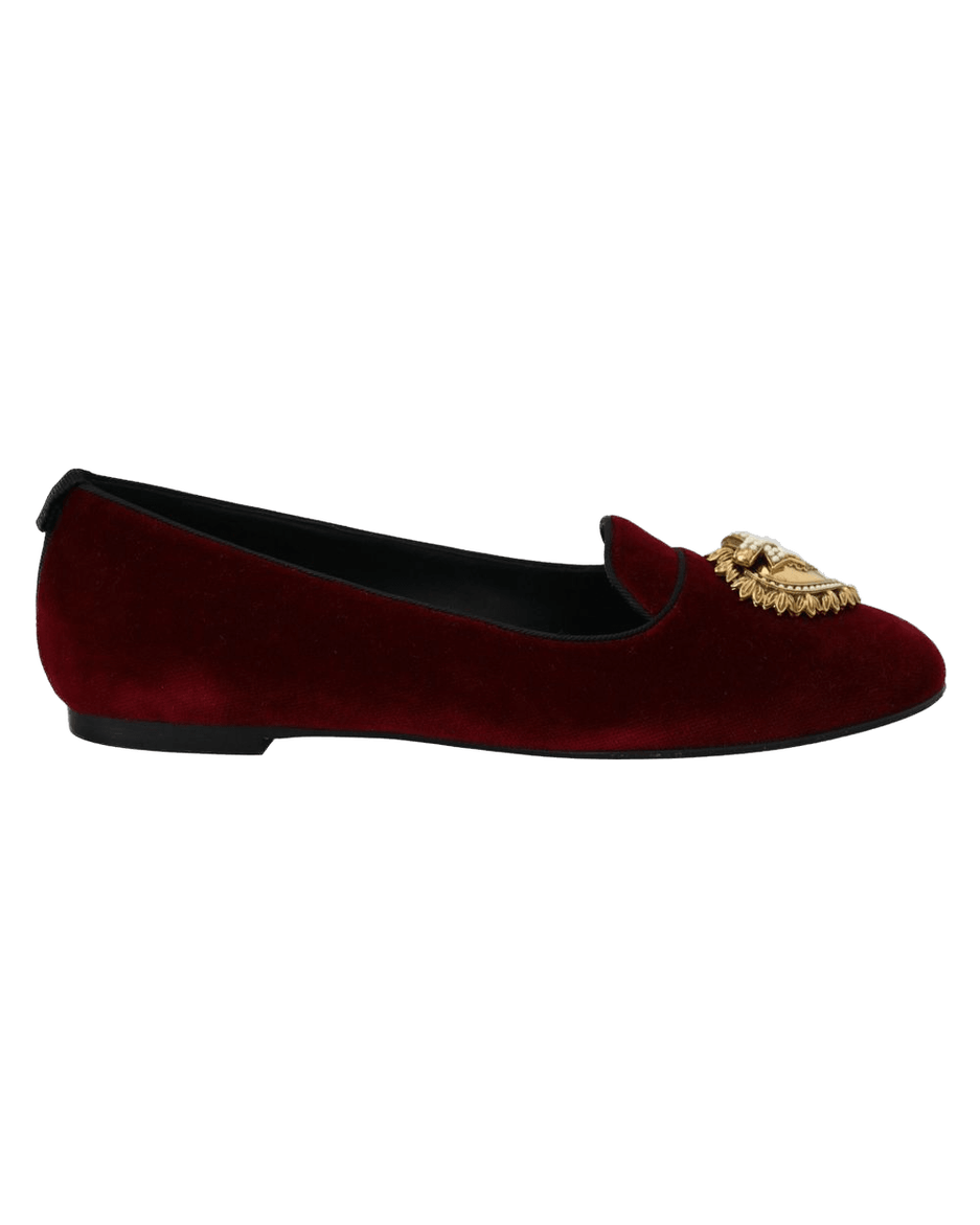 Dolce & Gabbana Burgundy Cotton Flat Glam Steals