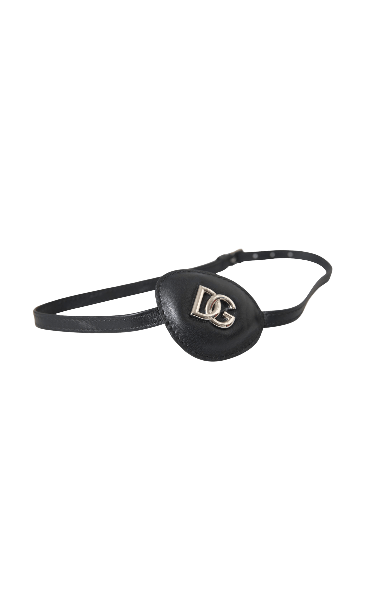 Dolce & Gabbana Calfskin Leather Metal Dg Logo Eye Black Patch Glam Steals