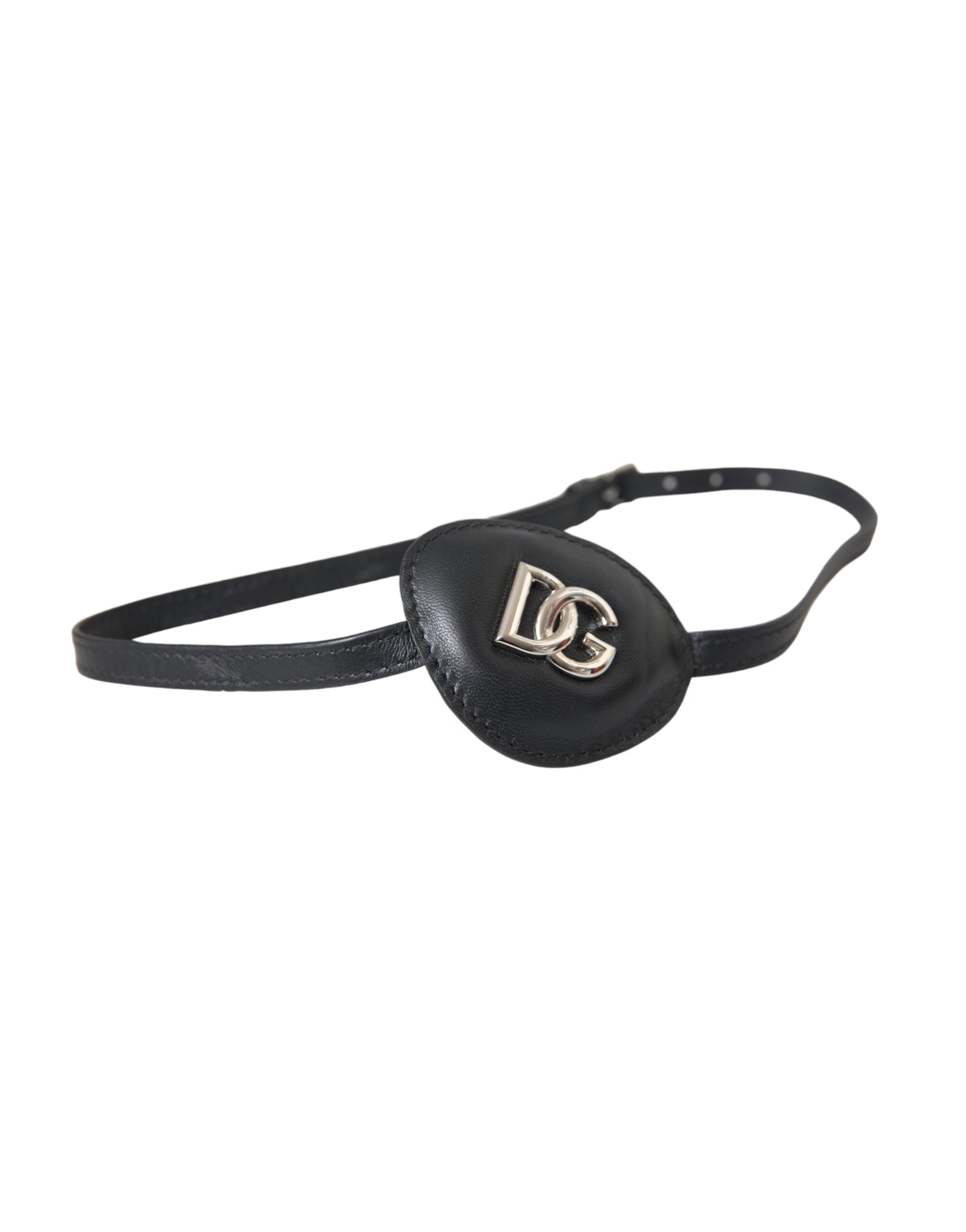 Dolce & Gabbana Calfskin Leather Metal Dg Logo Eye Black Patch Glam Steals