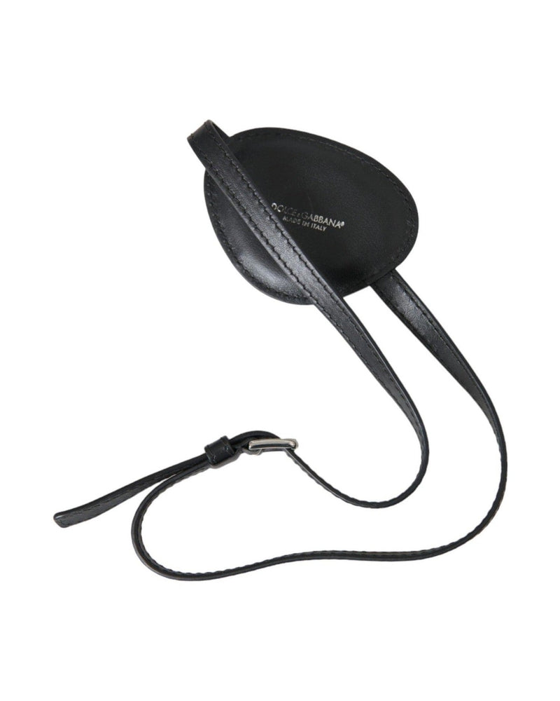 Dolce & Gabbana Calfskin Leather Metal Dg Logo Eye Black Patch Glam Steals