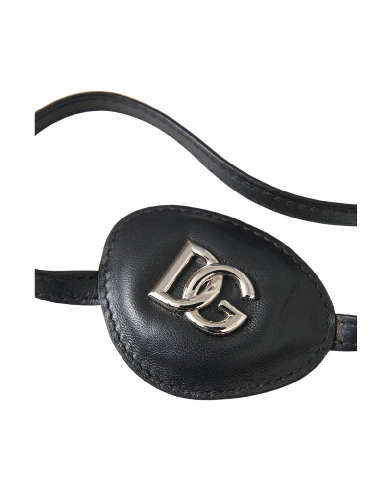 Dolce & Gabbana Calfskin Leather Metal Dg Logo Eye Black Patch Glam Steals