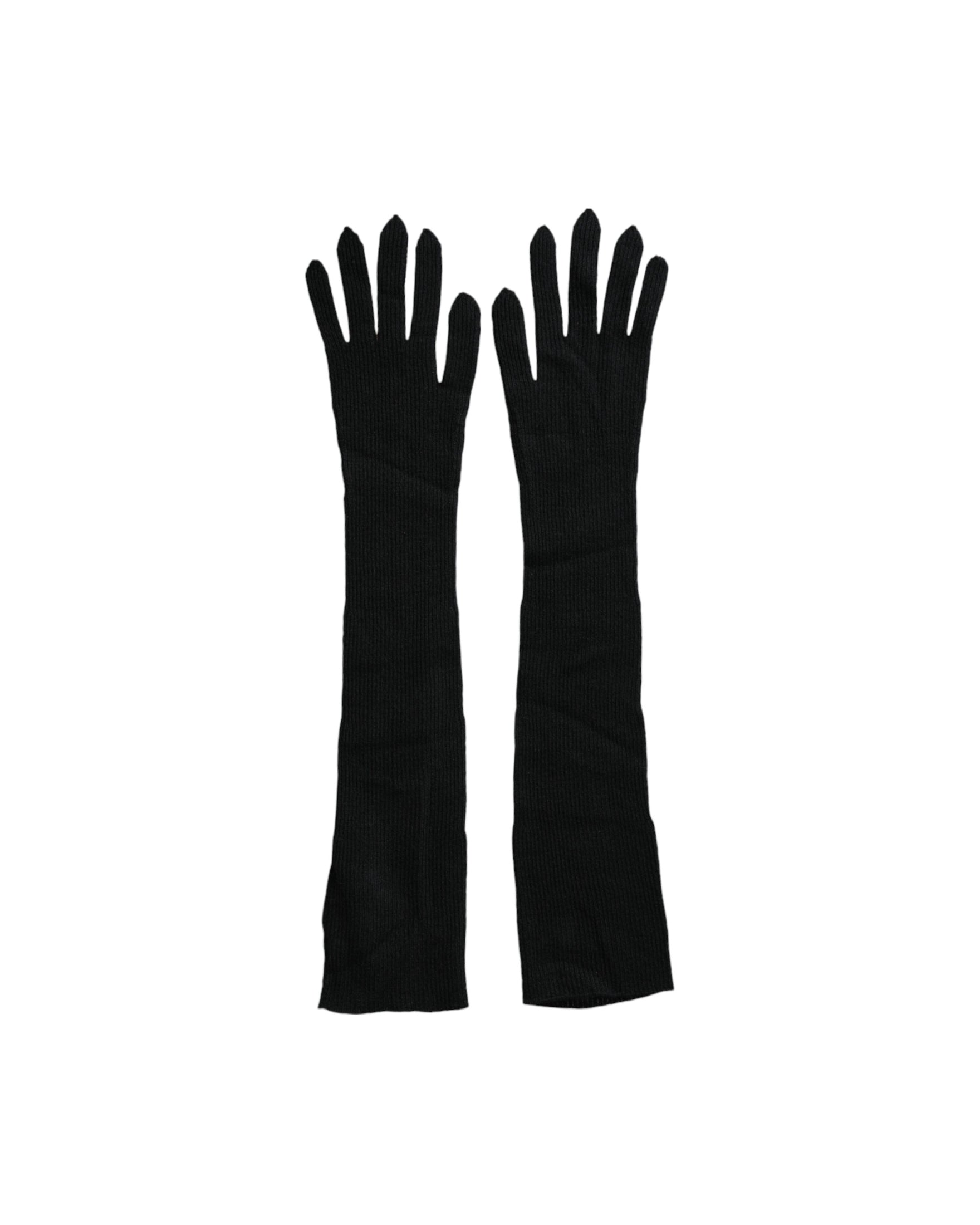 Dolce & Gabbana Cashmere Knitted Elbow Length Black Gloves Glam Steals