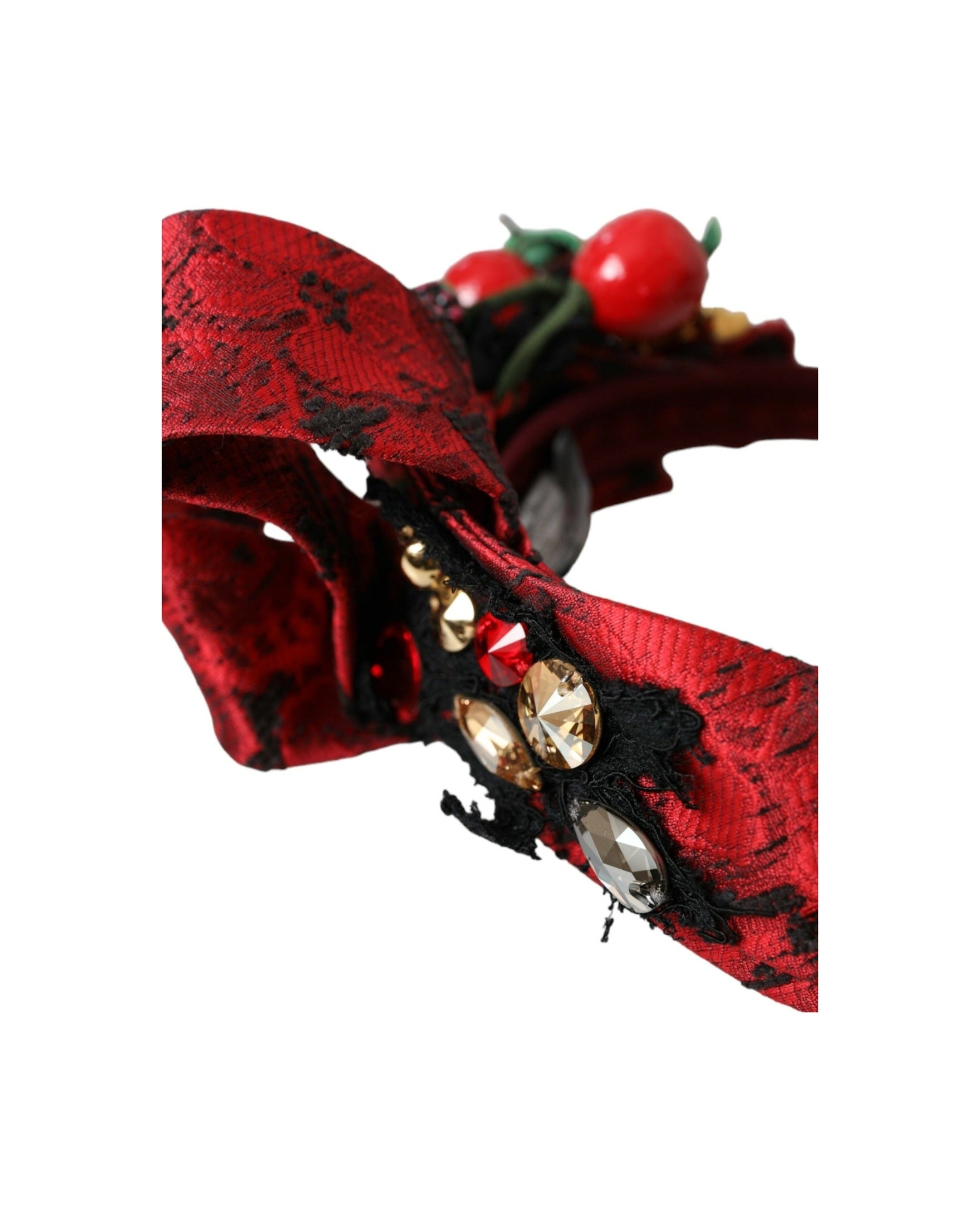 Dolce & Gabbana Cherry Sicily Embellished Women Hairband Red Diadem Glam Steals