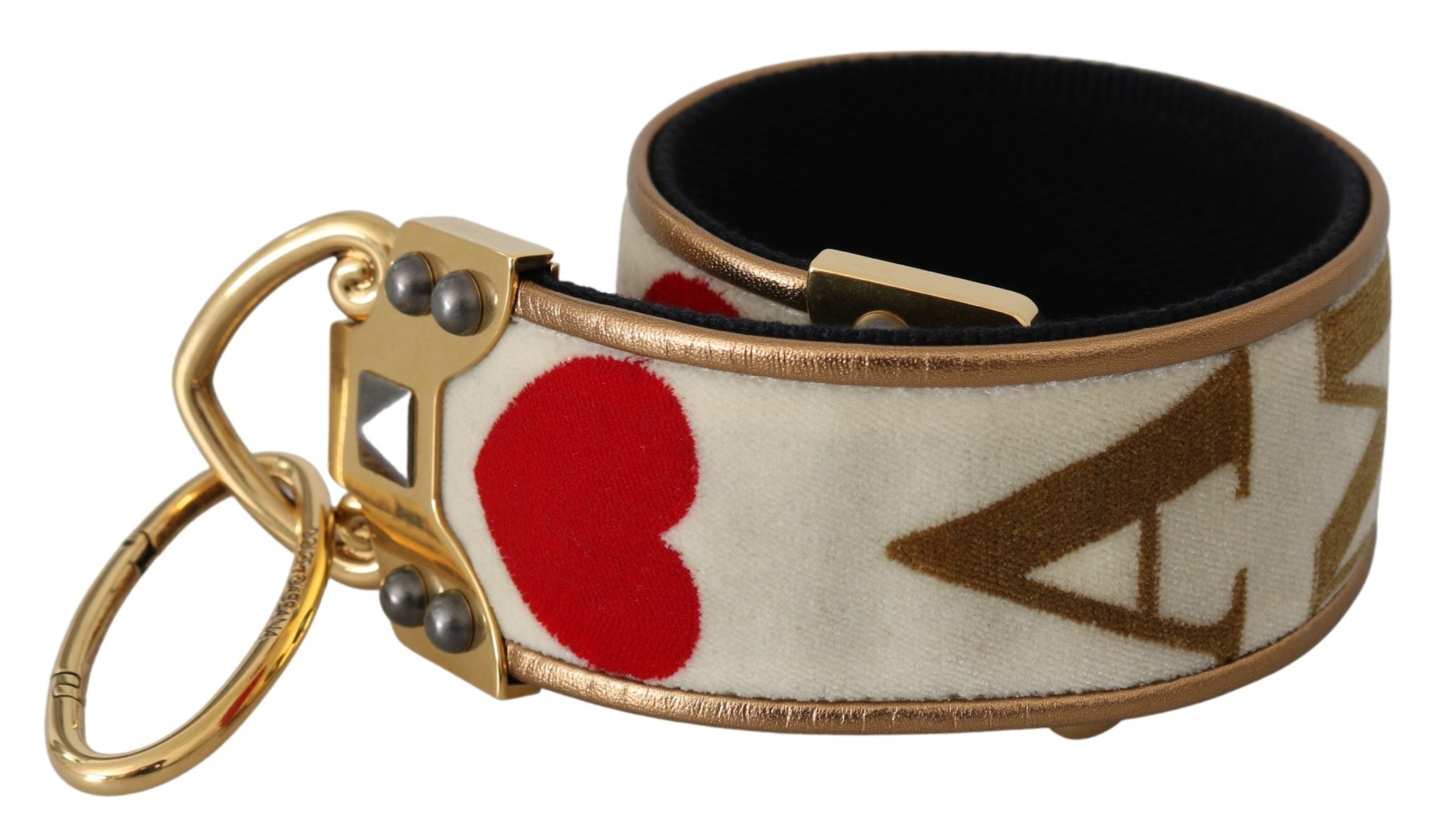 Dolce & Gabbana Chic Amore Print Shoulder Gold Strap Glam Steals