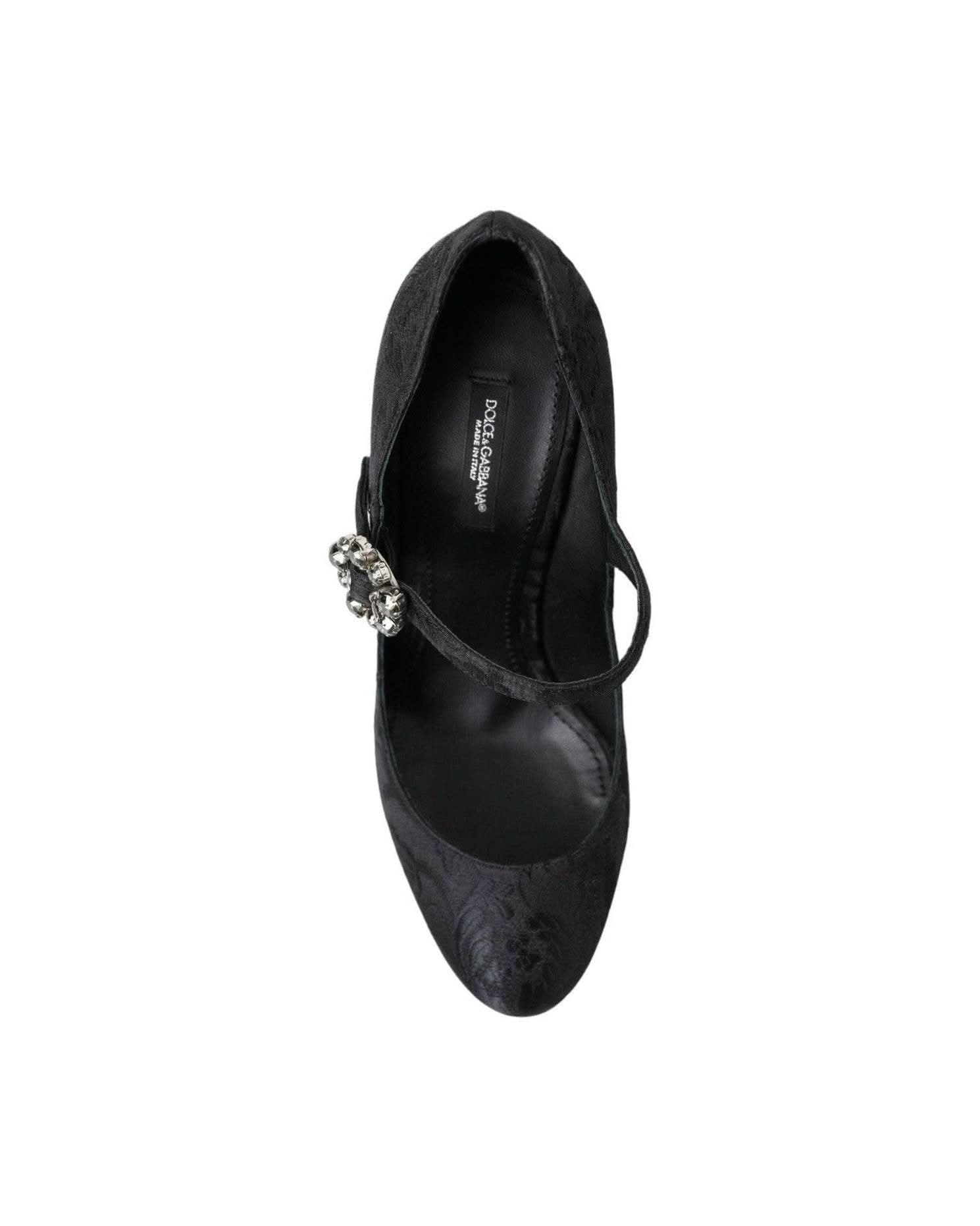 Dolce & Gabbana Chic Brocade Mary Janes Black Pumps Heels