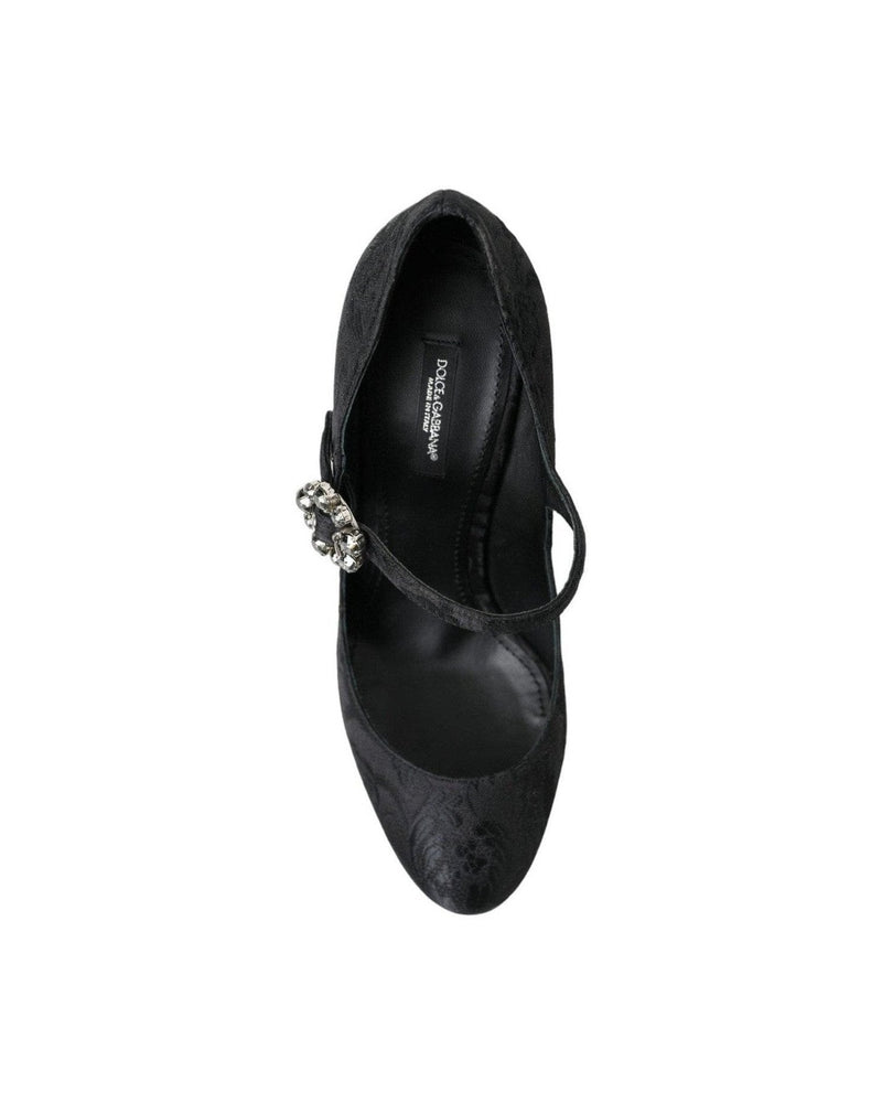 Dolce & Gabbana Chic Brocade Mary Janes Black Pumps Heels