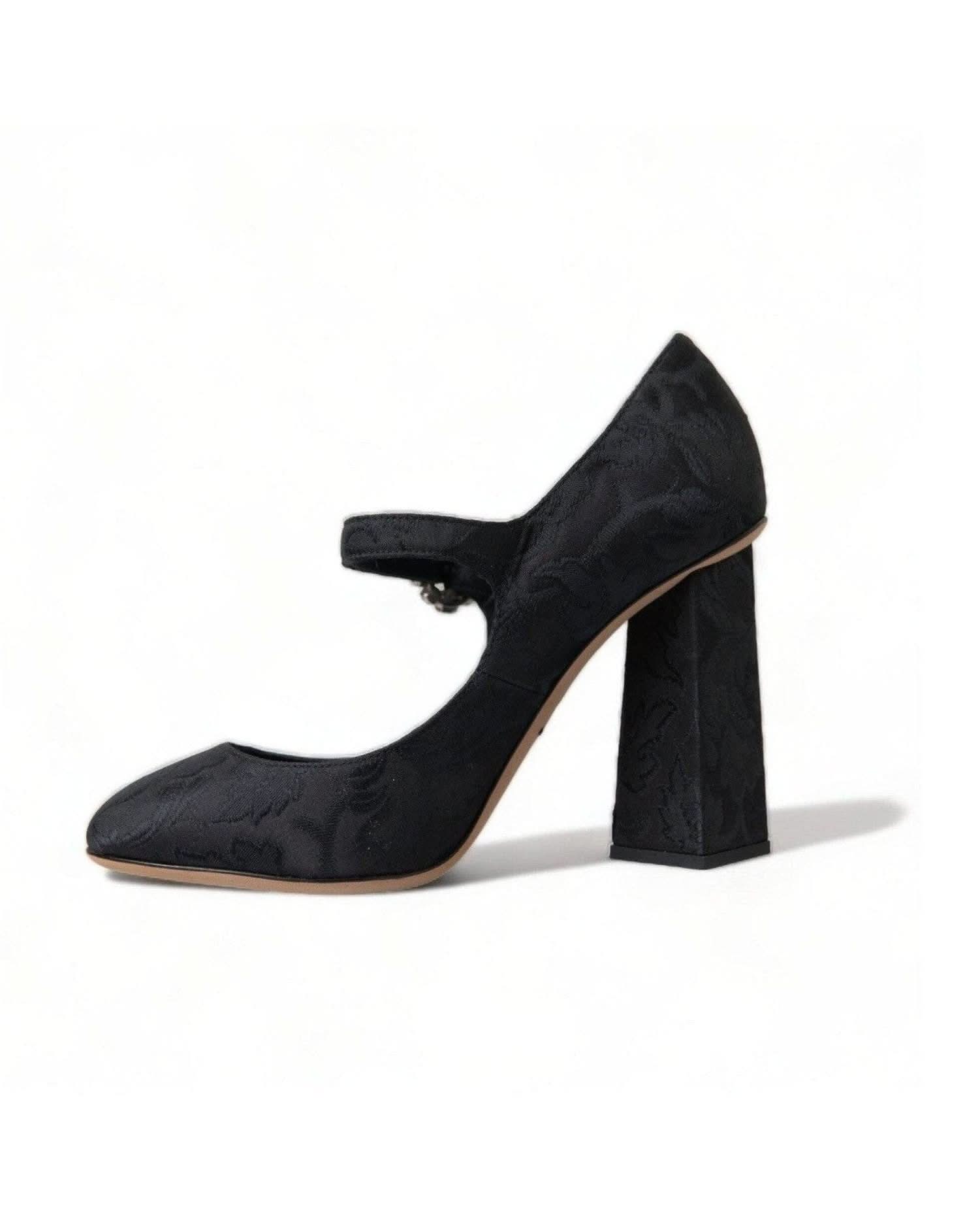 Dolce & Gabbana Chic Brocade Mary Janes Black Pumps Heels