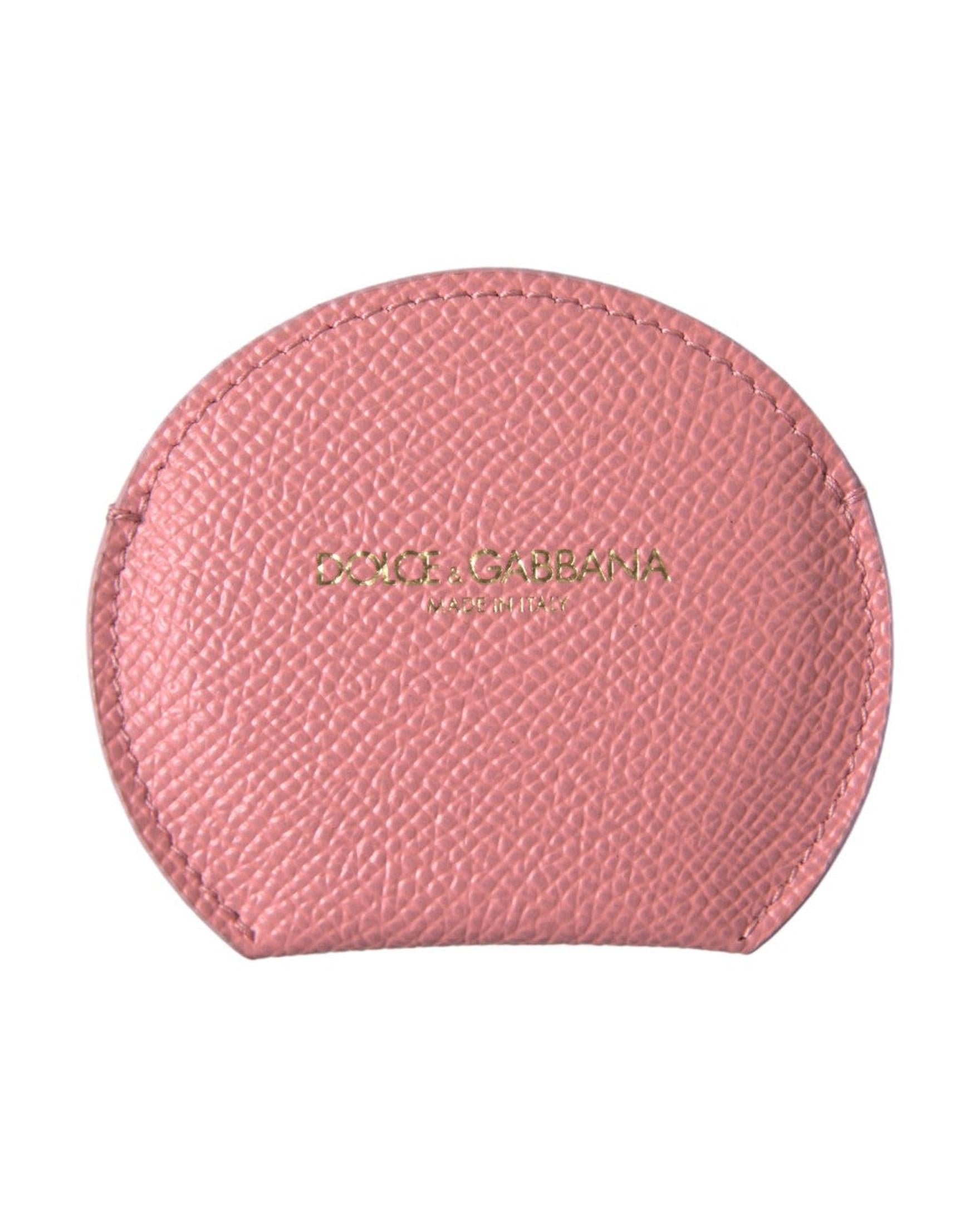 Dolce & Gabbana Chic Leather Hand Mirror Pink Holder Glam Steals
