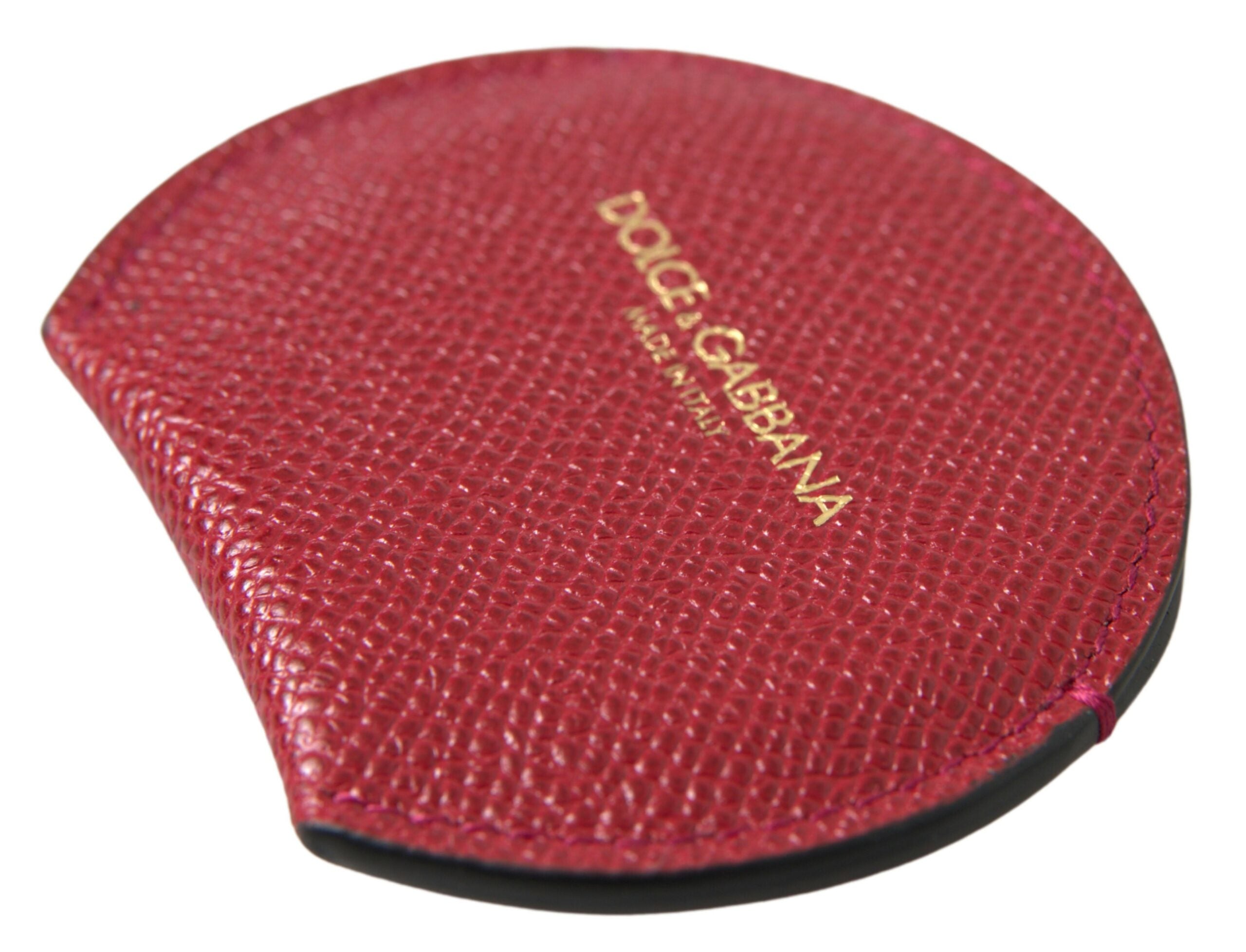 Dolce & Gabbana Chic Leather Hand Mirror Red Holder Glam Steals