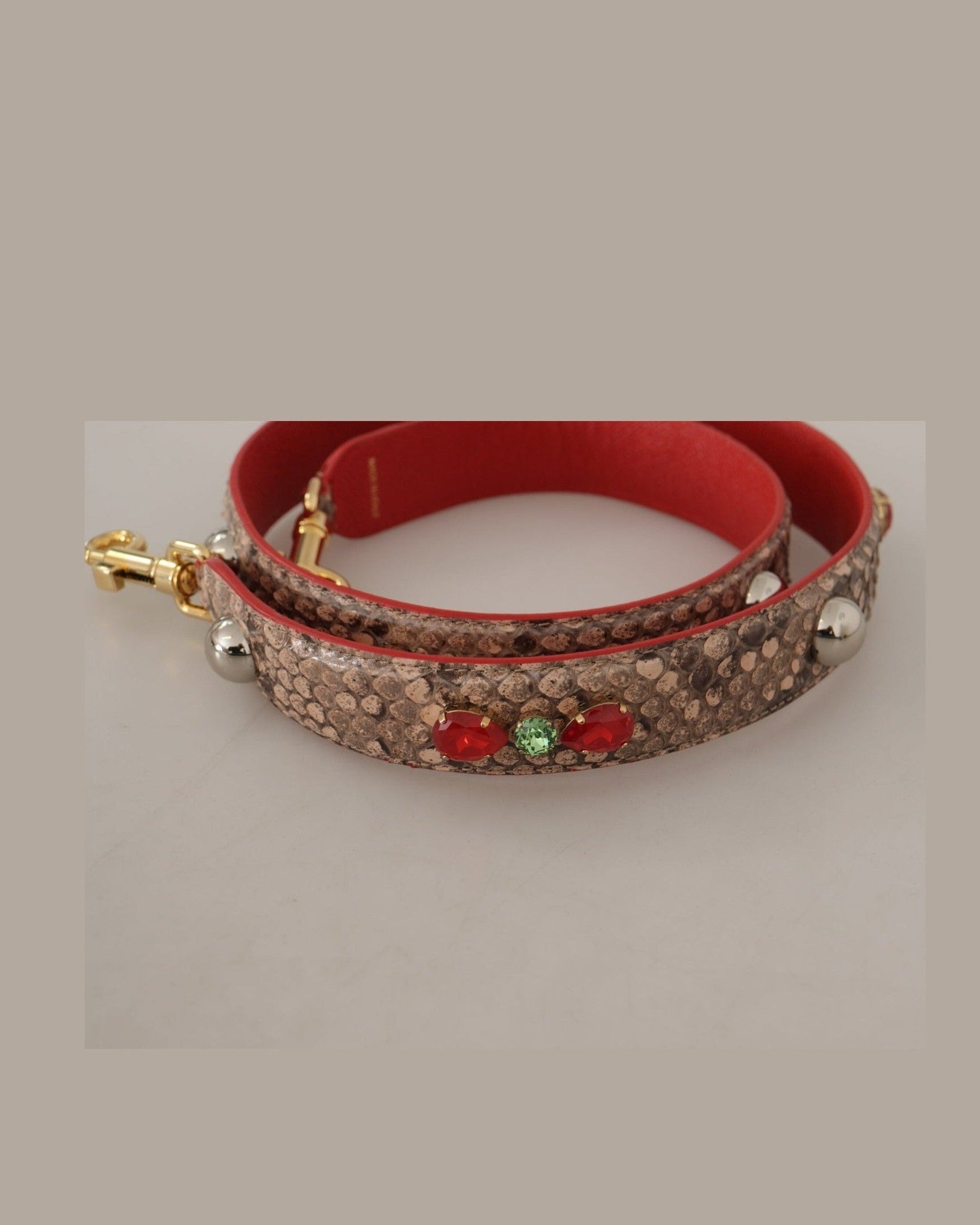 Dolce & Gabbana Chic Python Leather Bag Brown Strap Glam Steals
