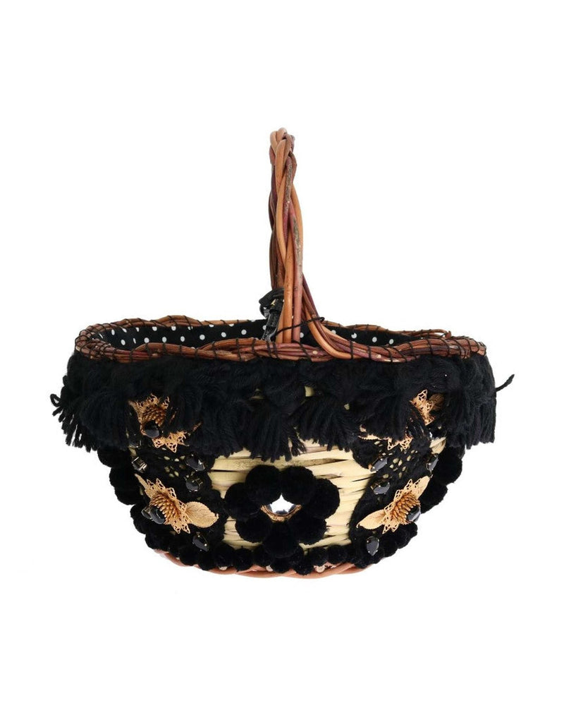 Dolce & Gabbana Chic & Straw Snakeskin Bucket Beige Black Bag Glam Steals