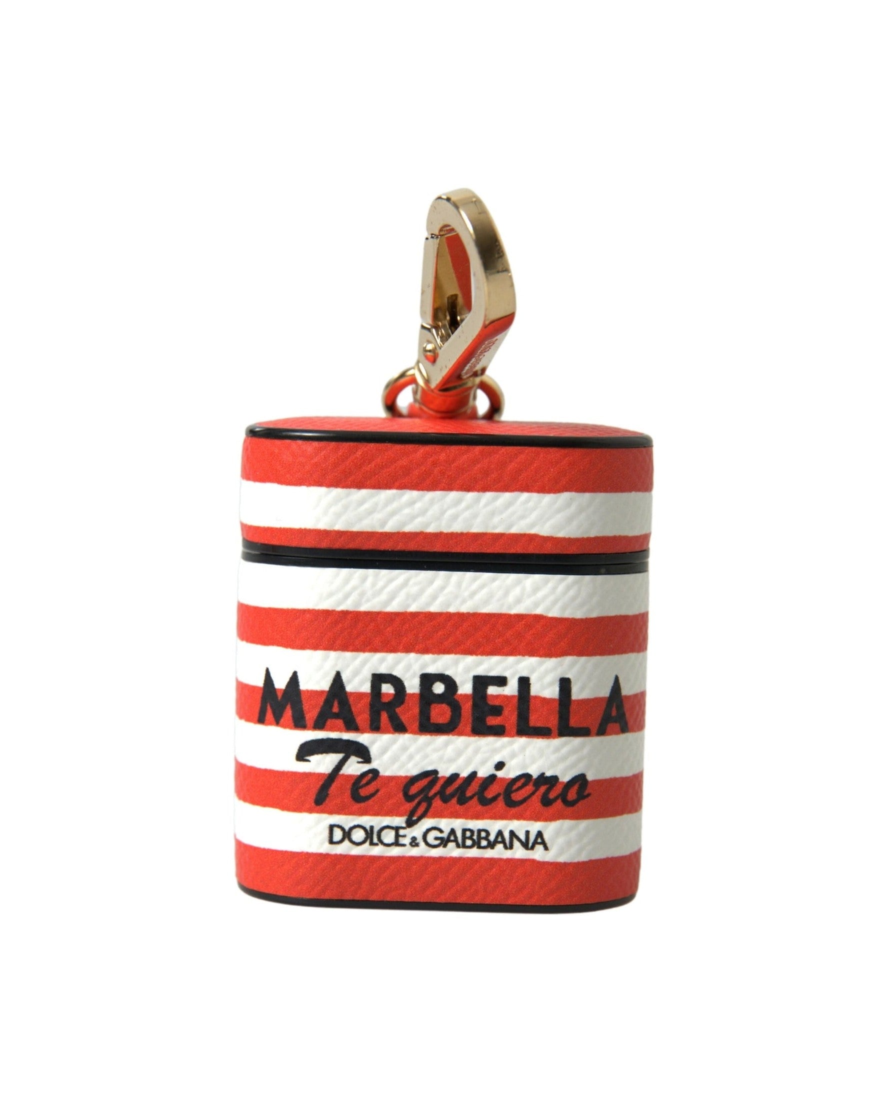 Dolce & Gabbana Chic Striped Leather Airpods Orange Case Glam Steals