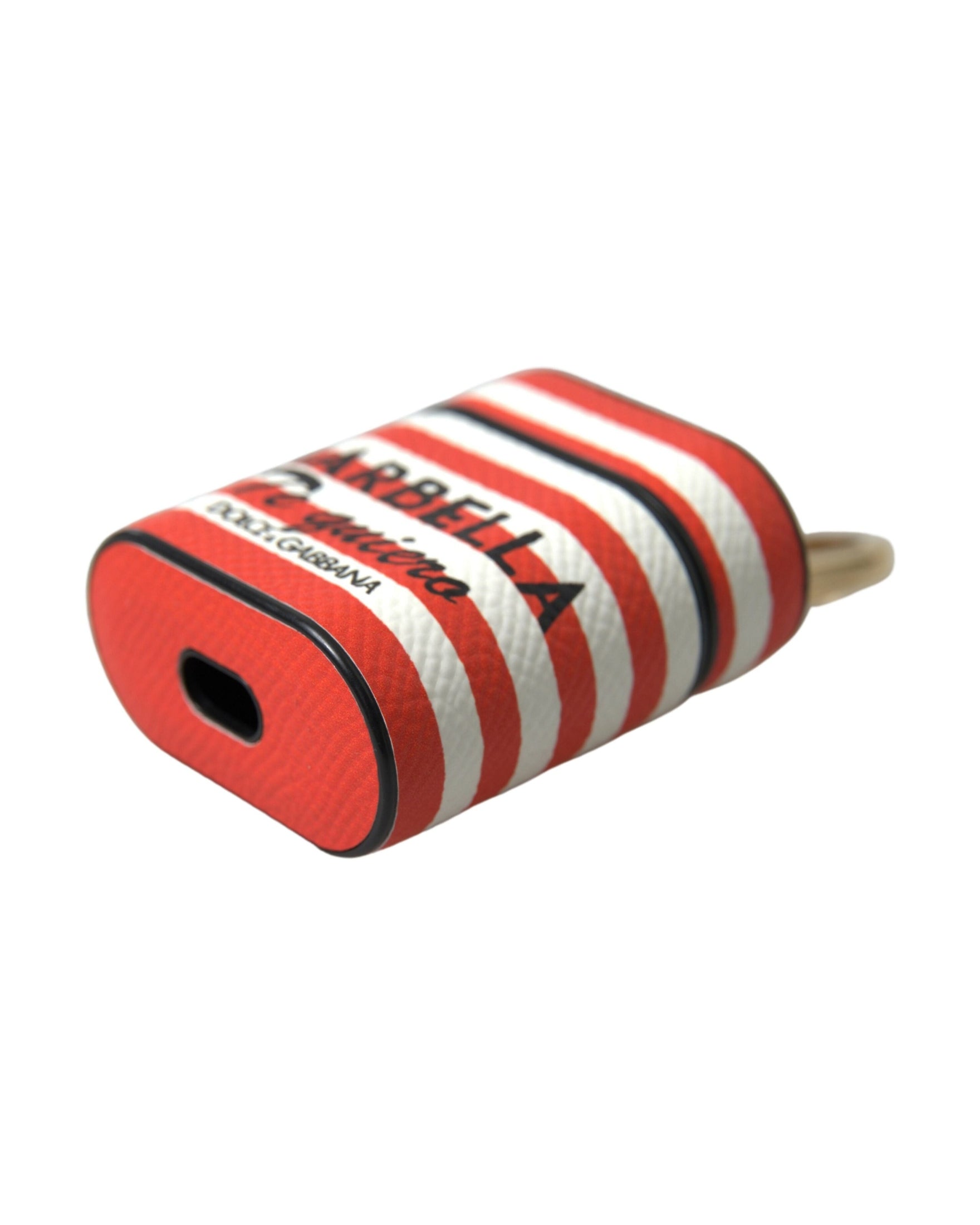 Dolce & Gabbana Chic Striped Leather Airpods Orange Case Glam Steals