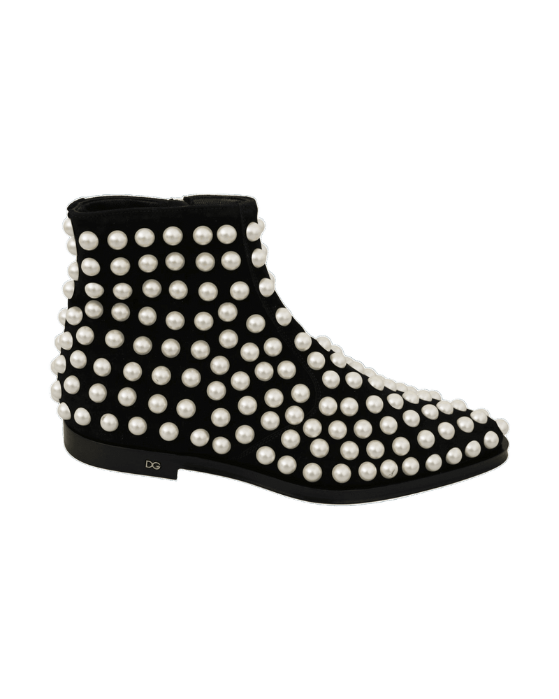 Dolce & Black Gabbana Chic Suede Ankle Boots With Pearls Glam Steals