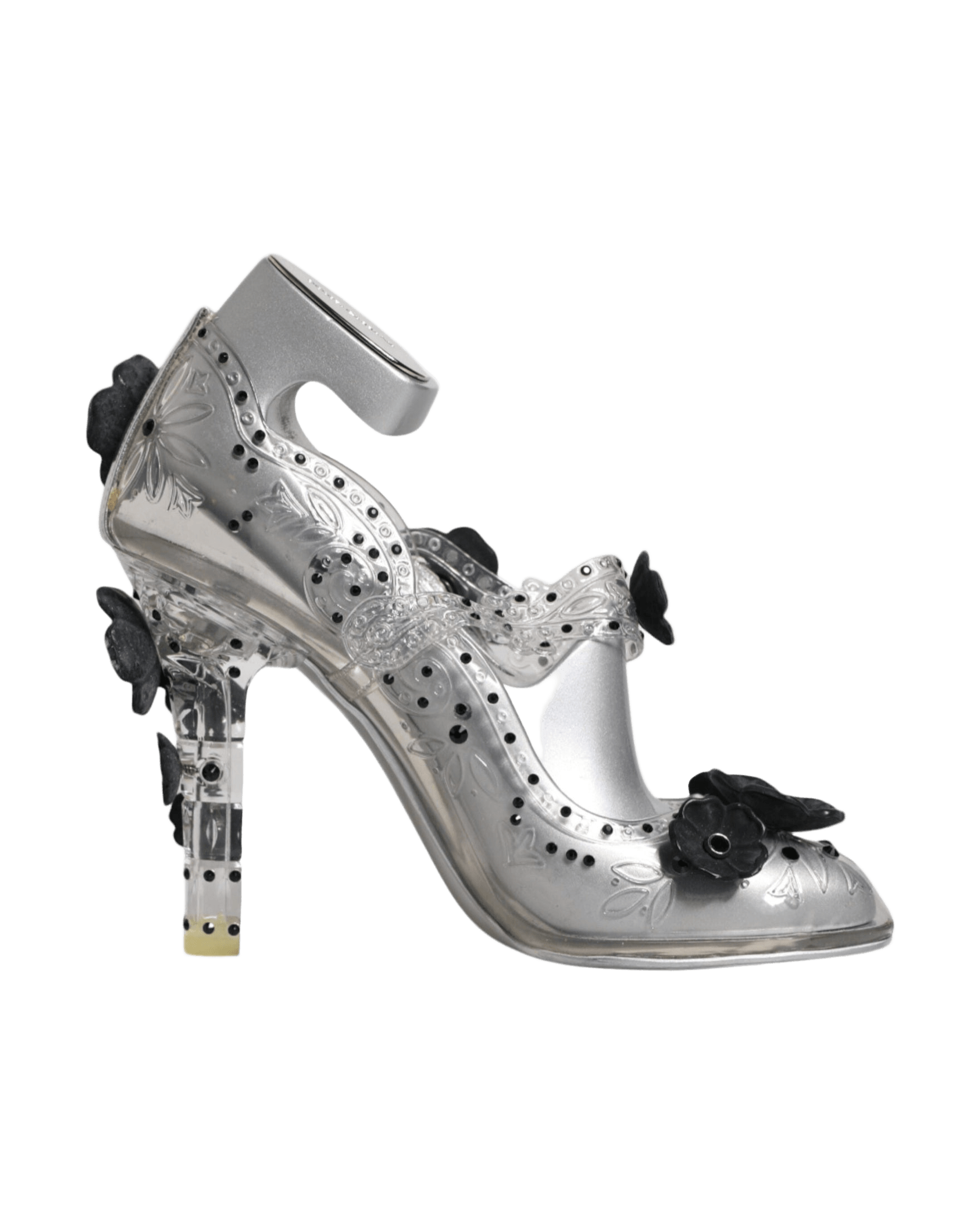 Dolce & Gabbana Clear Floral Crystal Cinderella Heels Shoes Glam Steals