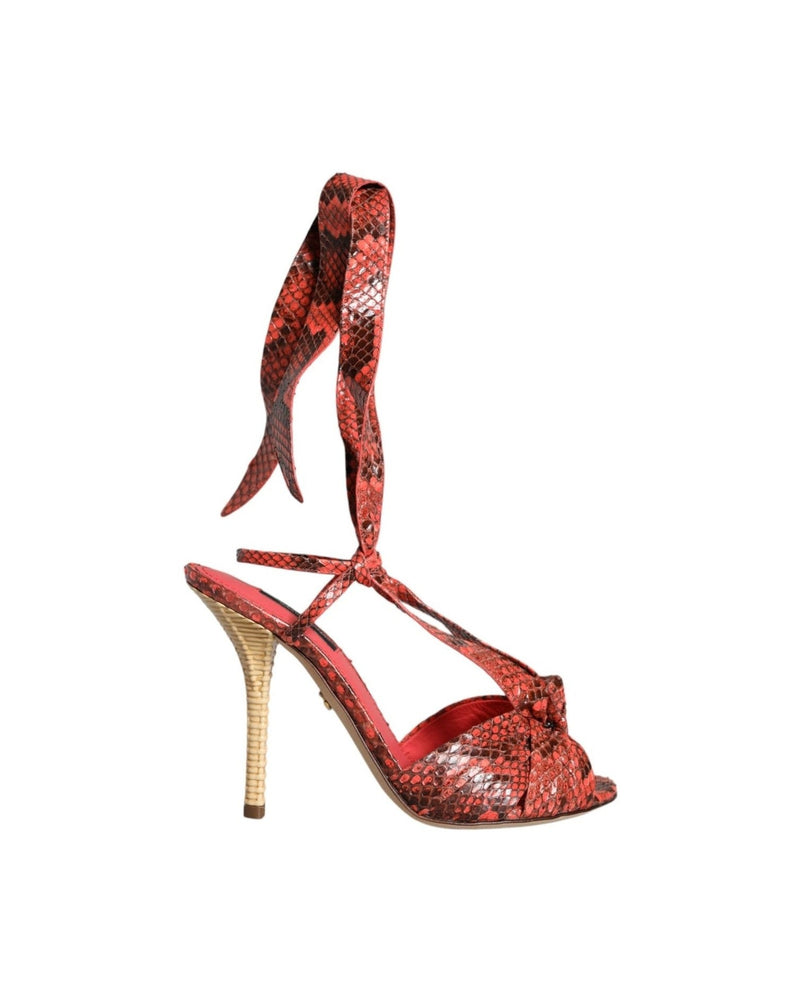 Dolce & Gabbana Coral Exotic Leather Heels Sandals Shoes Heels