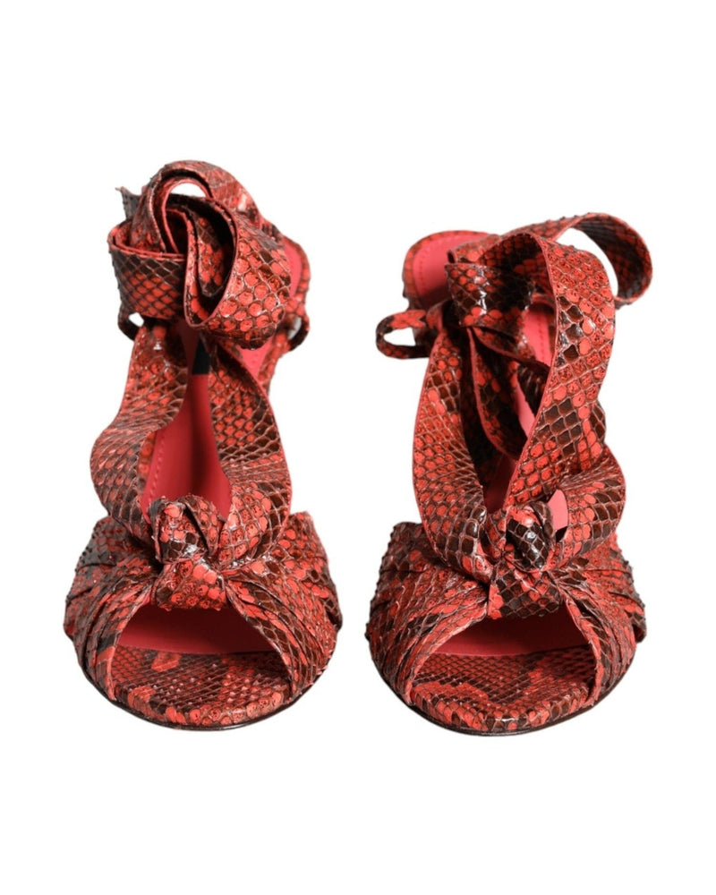 Dolce & Gabbana Coral Exotic Leather Heels Sandals Shoes Heels