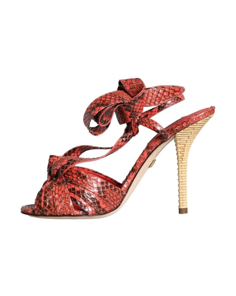 Dolce & Gabbana Coral Exotic Leather Heels Sandals Shoes Glam Steals