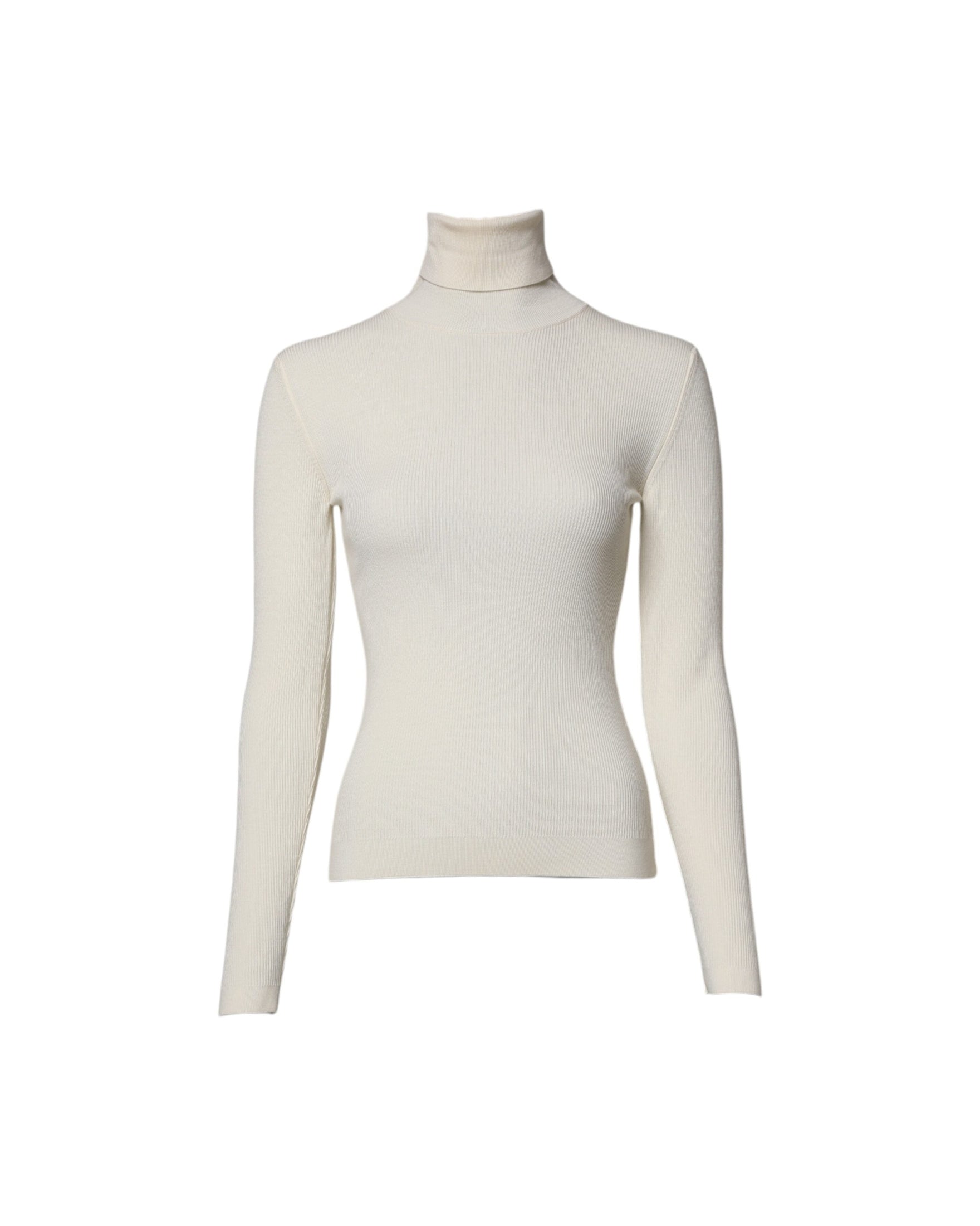 Dolce & Gabbana Cream Long Sleeves Turtleneck Slim Sweater Glam Steals