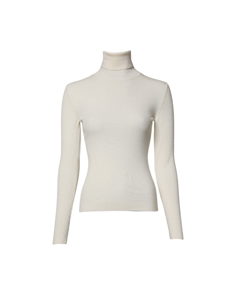 Dolce & Gabbana Cream Long Sleeves Turtleneck Slim Sweater Glam Steals