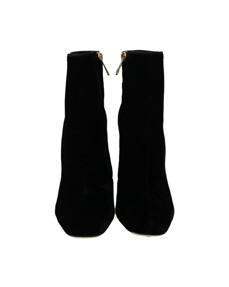 Dolce & Gabbana Crystal Heel Velvet Ankle Boots Boots