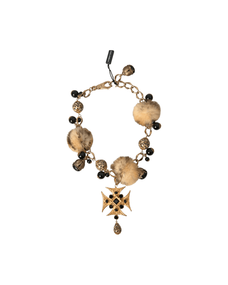 Dolce & Gold Gabbana Crystals Lapin Fur Filigree Chocker Necklace Glam Steals