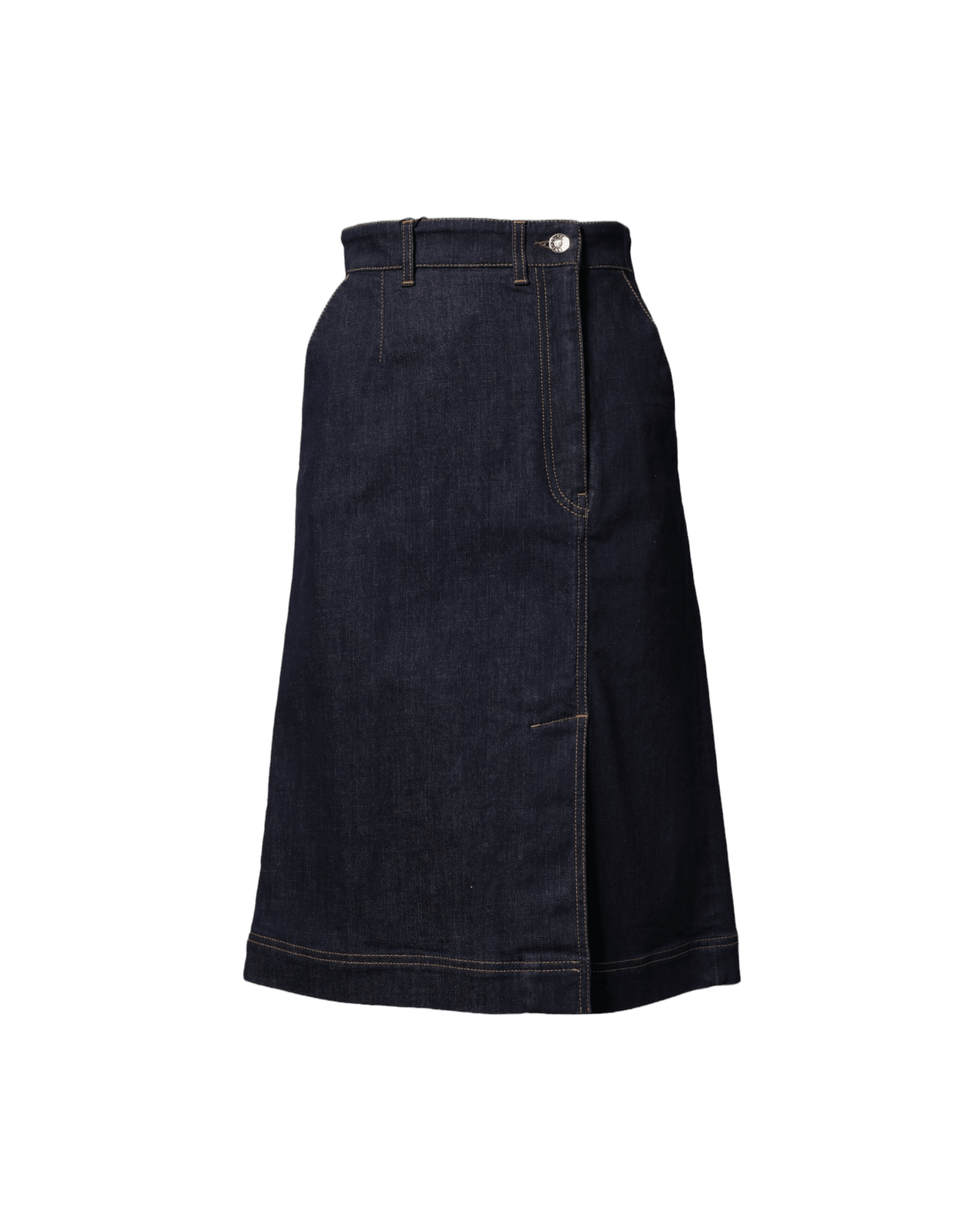 Dolce & Gabbana Dark Blue Cotton A Line Denim Midi Skirt