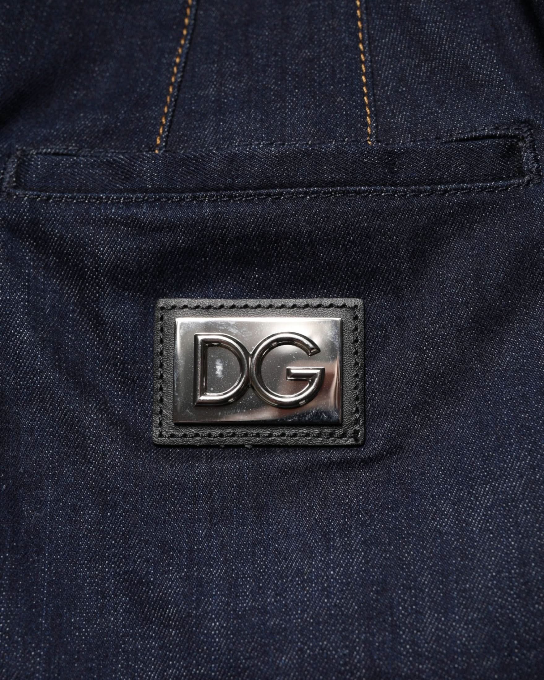 Dolce & Gabbana Dark Blue Cotton A Line Denim Midi Skirt Skirts