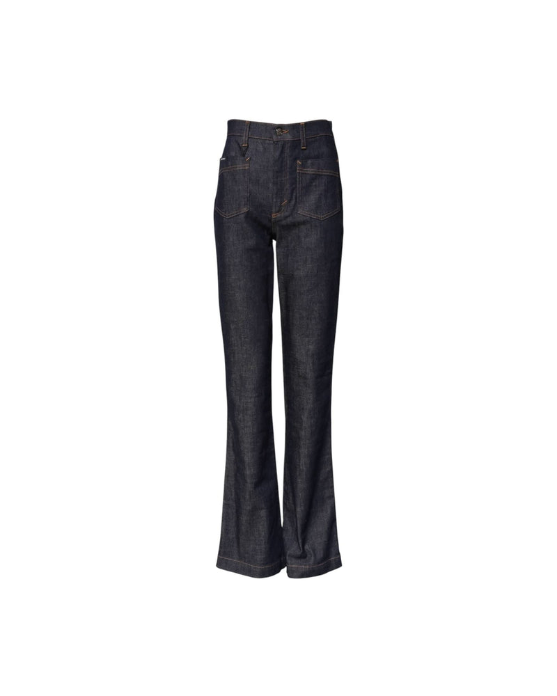 Dolce & Gabbana Dark Blue Cotton Flared Wide Leg Denim Jeans 