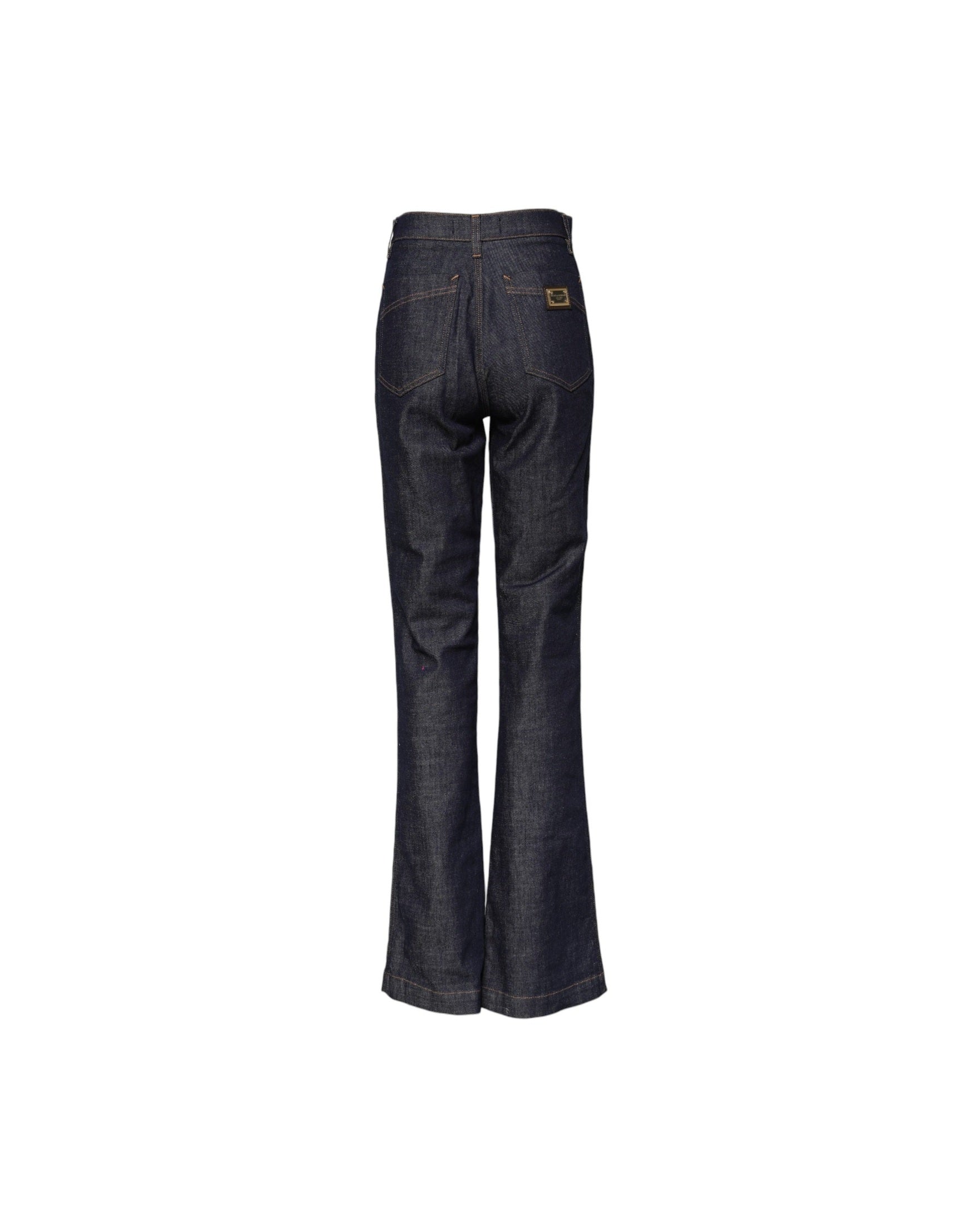 Dolce & Gabbana Dark Blue Cotton Flared Wide Leg Denim Jeans Glam Steals