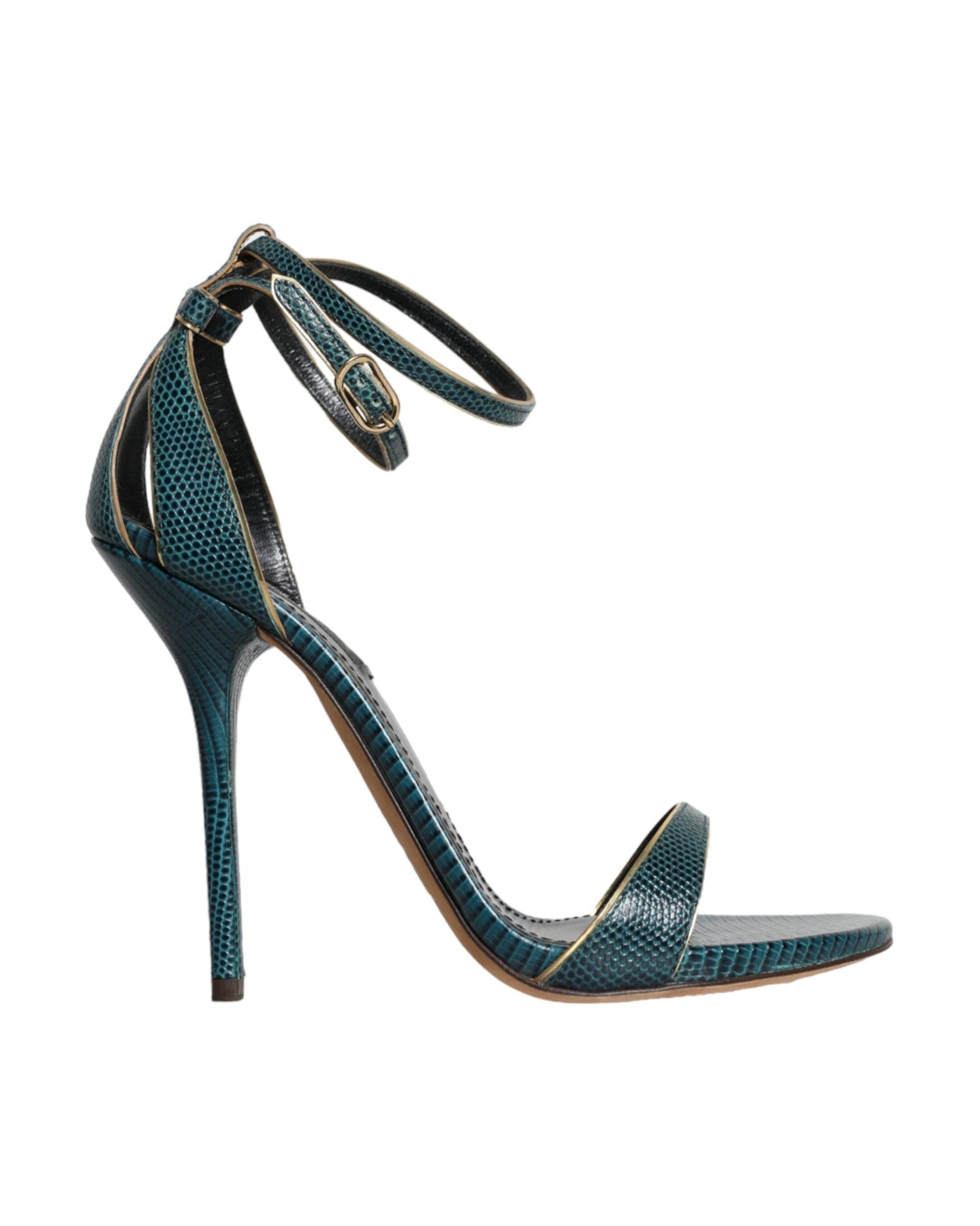 Dolce & Gabbana Dark Green Calf Leather Heels Sandals Shoes Glam Steals