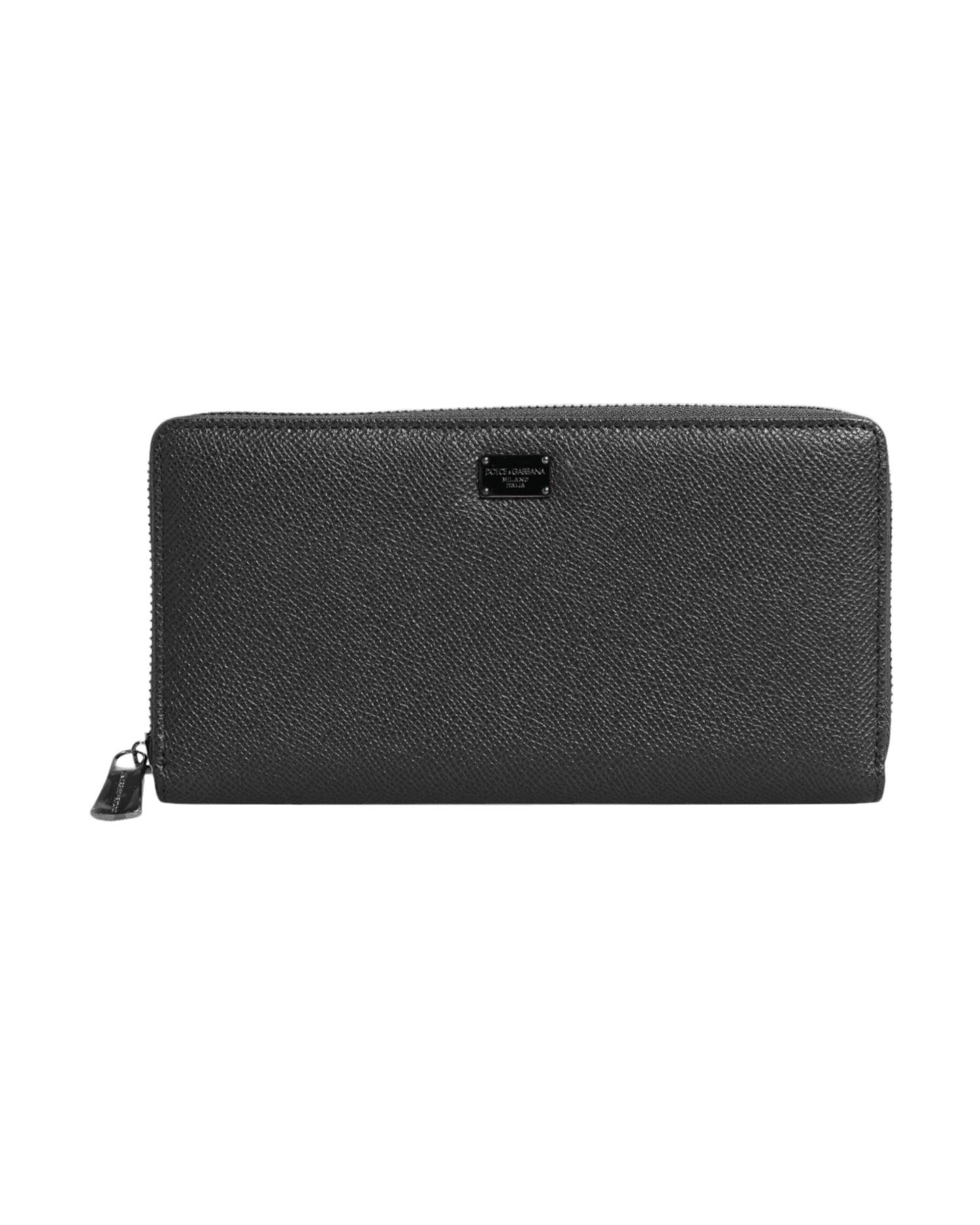 Dolce & Gabbana Dark Leather Dg Logo Zip Around Continental Gray Wallet Glam Steals