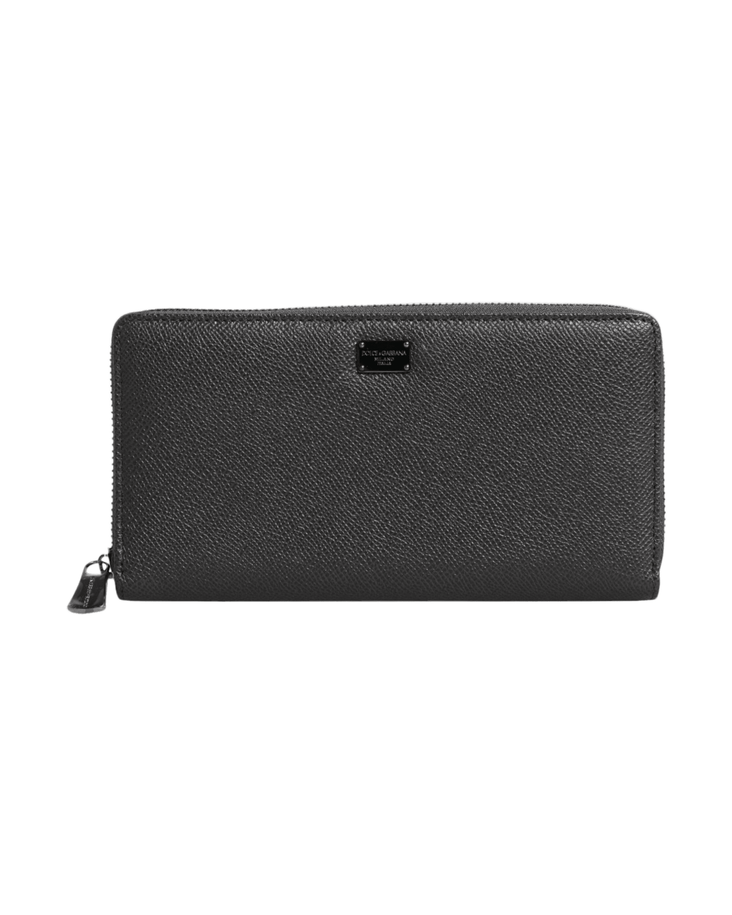 Dolce & Gabbana Gray Dark Leather Dg Logo Zip Around Continental Wallet Wallets
