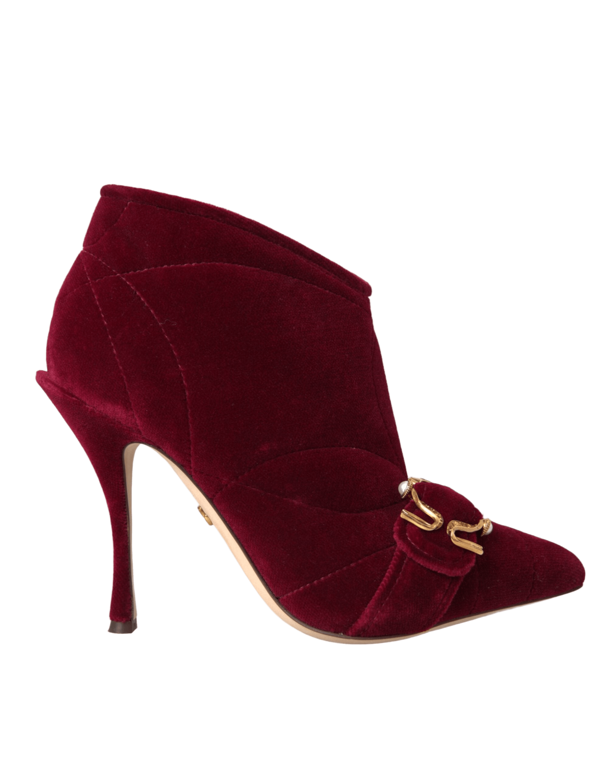 Dolce & Gabbana Dark Red Velvet Devotion Buckle Boots Shoes Glam Steals