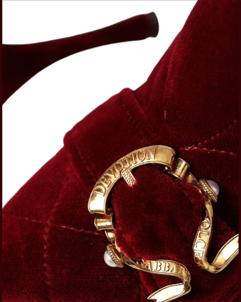 Dolce & Gabbana Dark Red Velvet Devotion Buckle Boots Shoes Glam Steals
