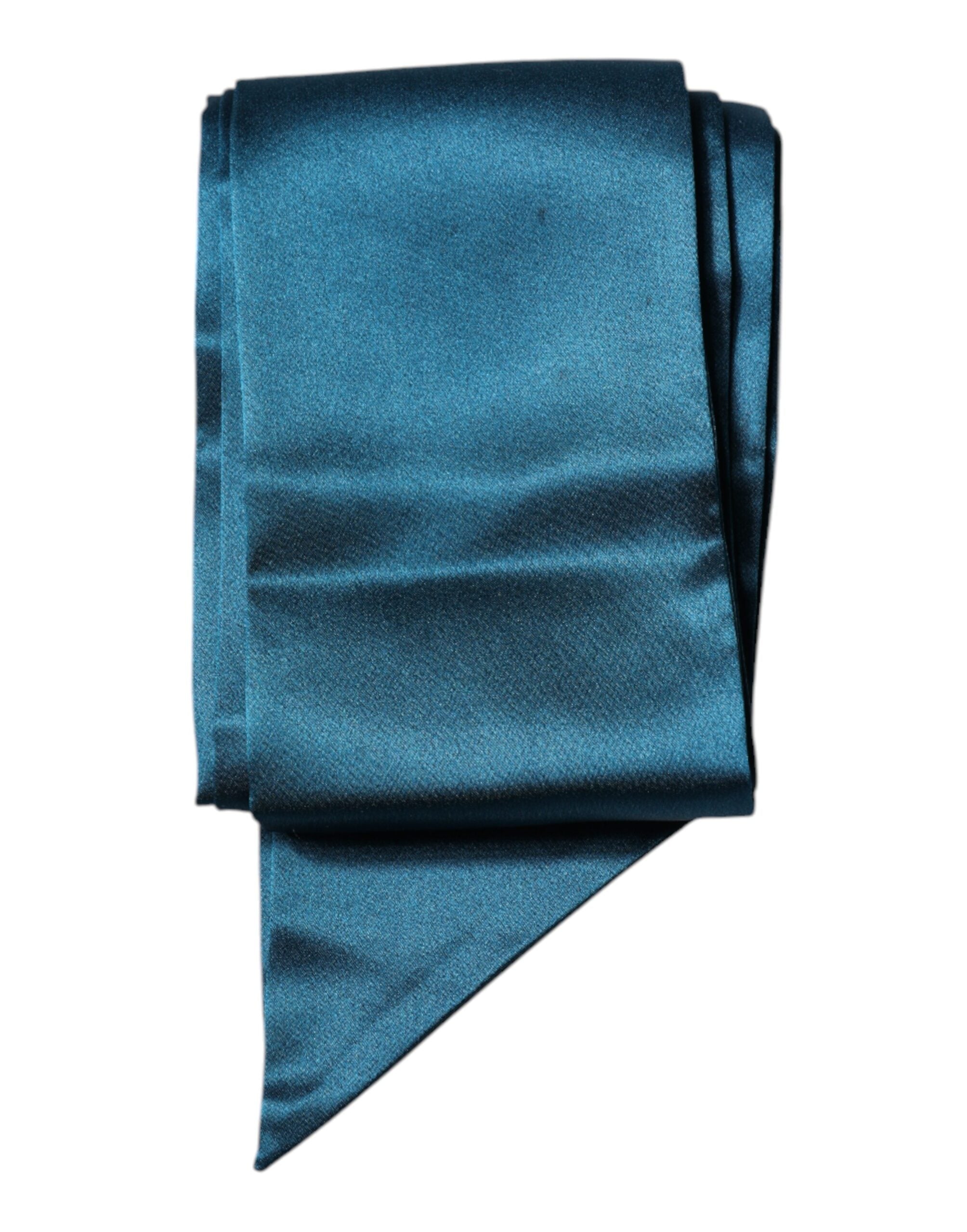 Dolce & Gabbana Dark Satin Silk Skinny Foulard Green Scarf Glam Steals