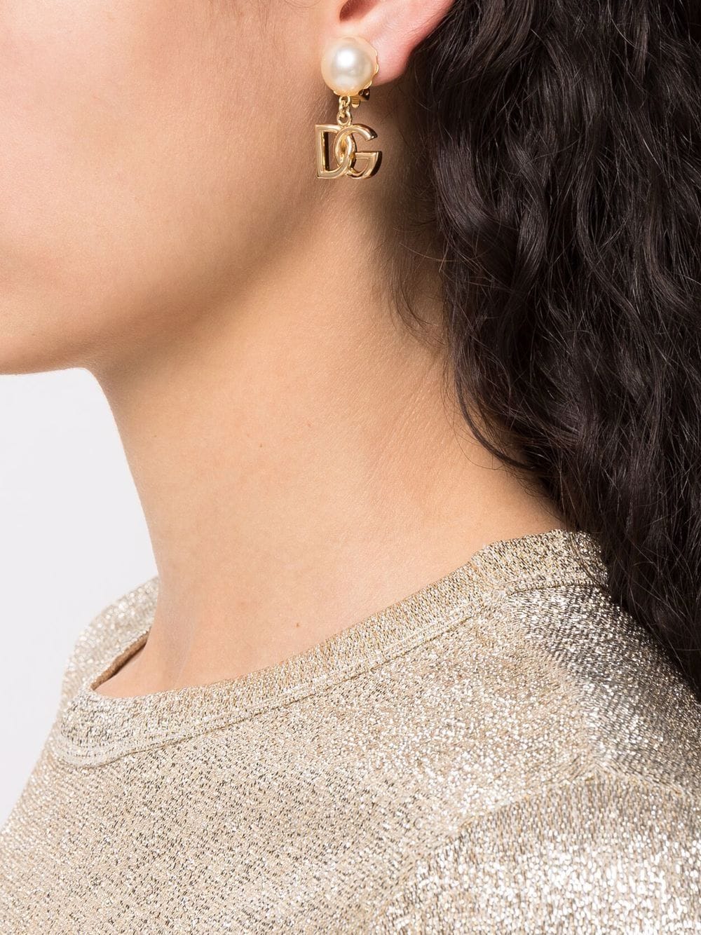 Dolce & Gabbana Dg Logo and Pearl Earrings Glam Steals