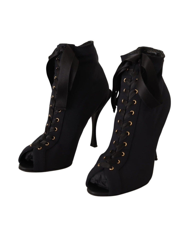 Dolce & Gabbana Elegant Ankle Open Toe Heel Boots Glam Steals