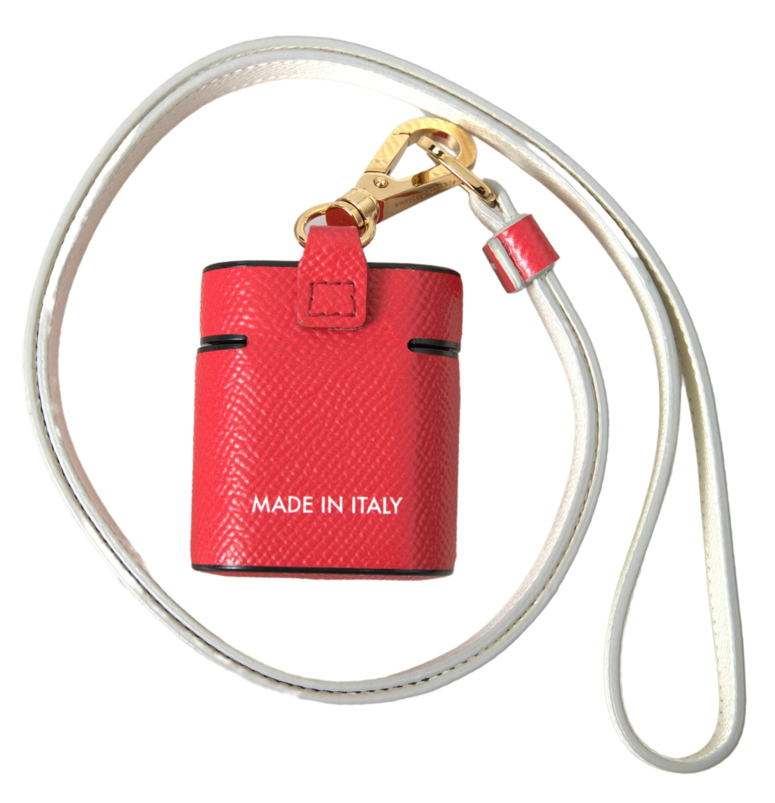 Dolce & Gabbana Elegant Calf Leather Airpods Red Case Glam Steals