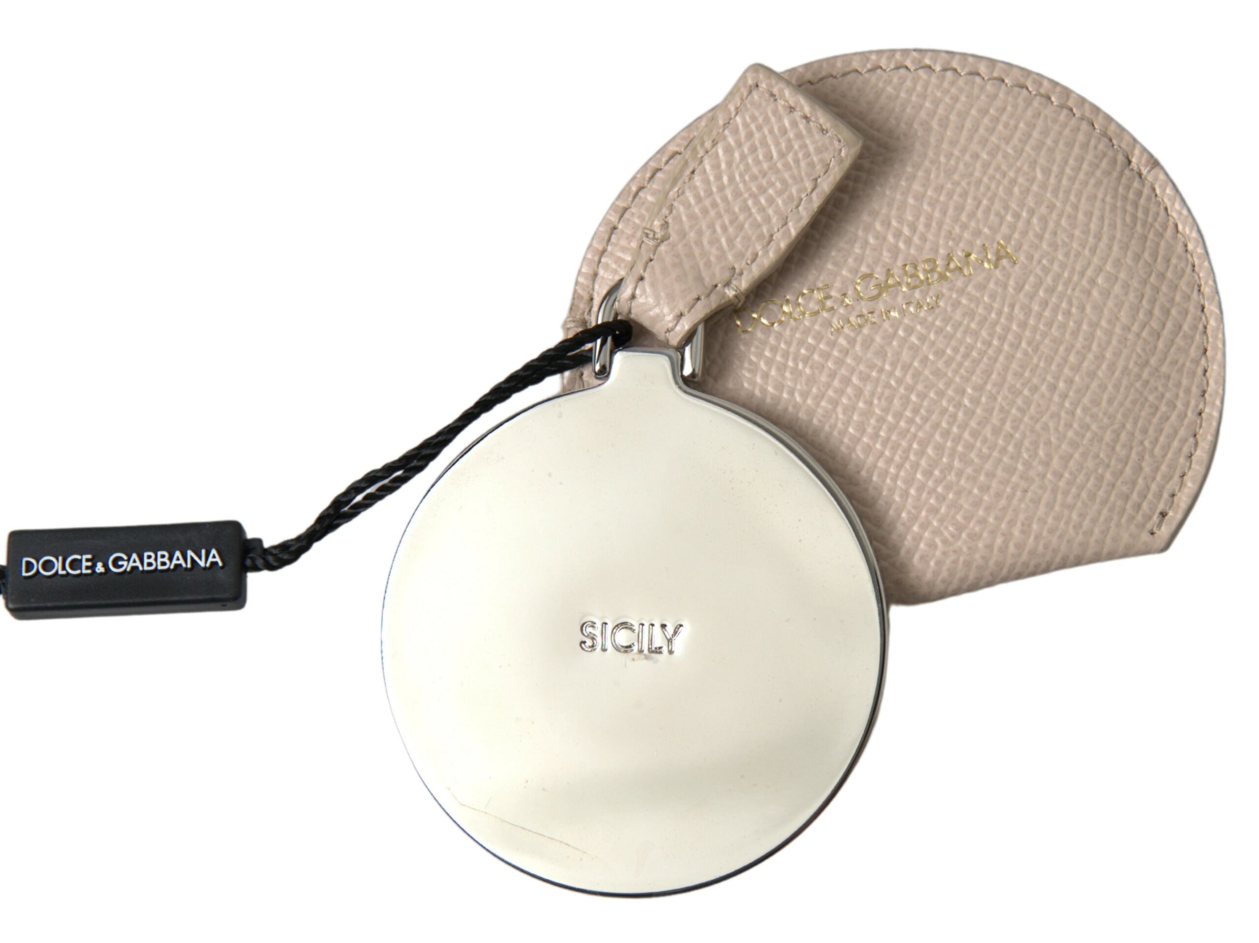 Dolce & Gabbana Elegant Calfskin Leather Hand Mirror Holder Glam Steals